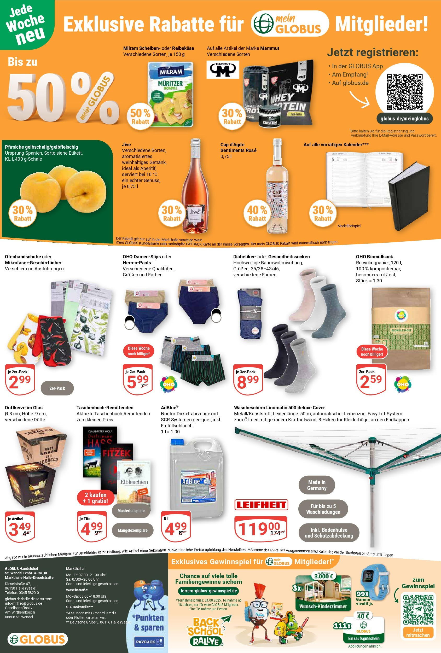 Globus prospekt Halle (saale)	 (ab 03.08.2025) » Angebote online | Seite: 27 | Produkte: Kleiderbügel, Milram, Reibekase, Telefon