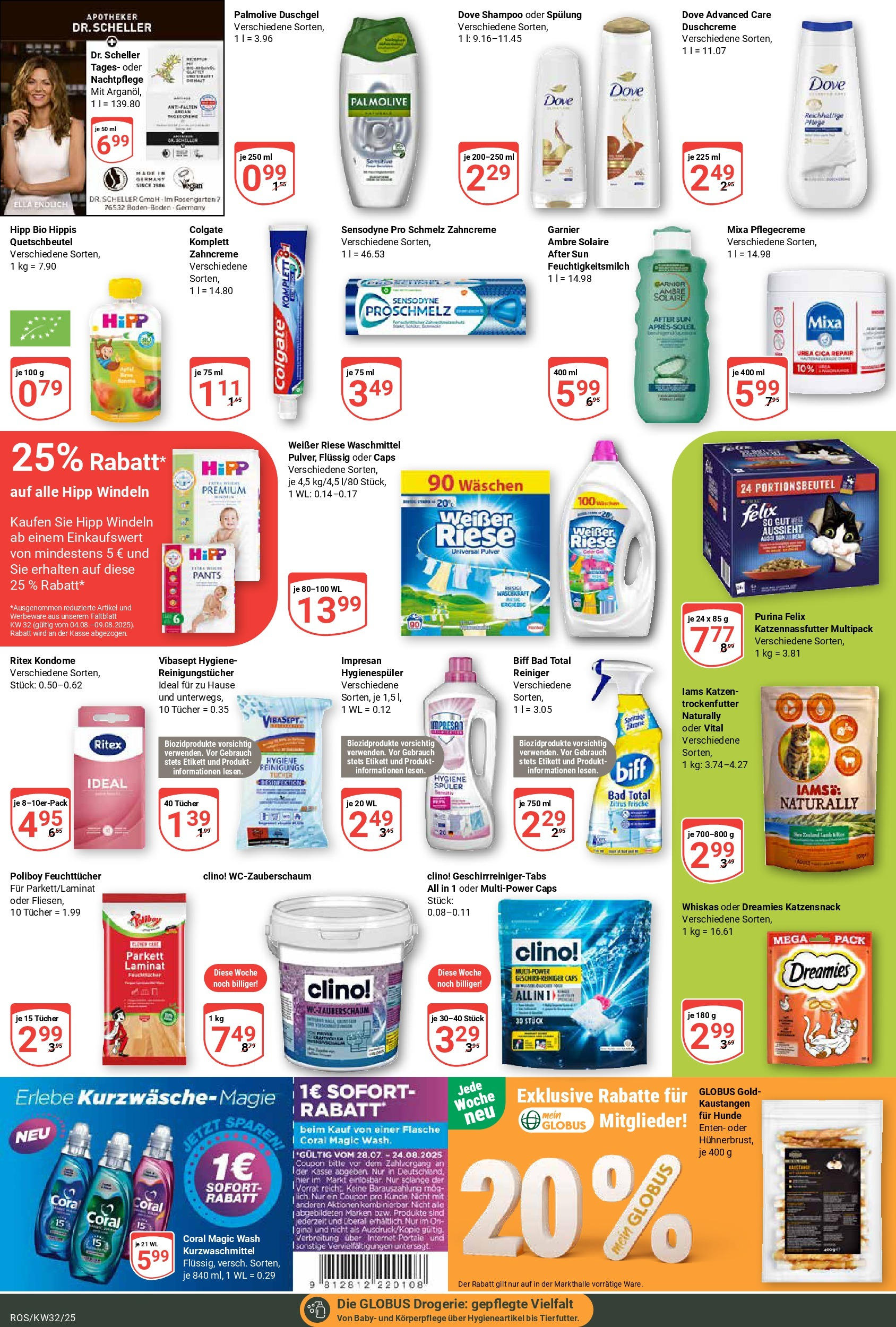 Globus prospekt Lambrechtshagen (ab 03.08.2025) » Angebote ab Montag | Seite: 20 | Produkte: Bad, Reinigungstücher, Waschmittel, After Sun Globus prospekt Lambrechtshagen (ab 03.08.2025) » Angebote online | Seite: 20 | Produkte: Bad, Reinigungstücher, Waschmittel, After Sun