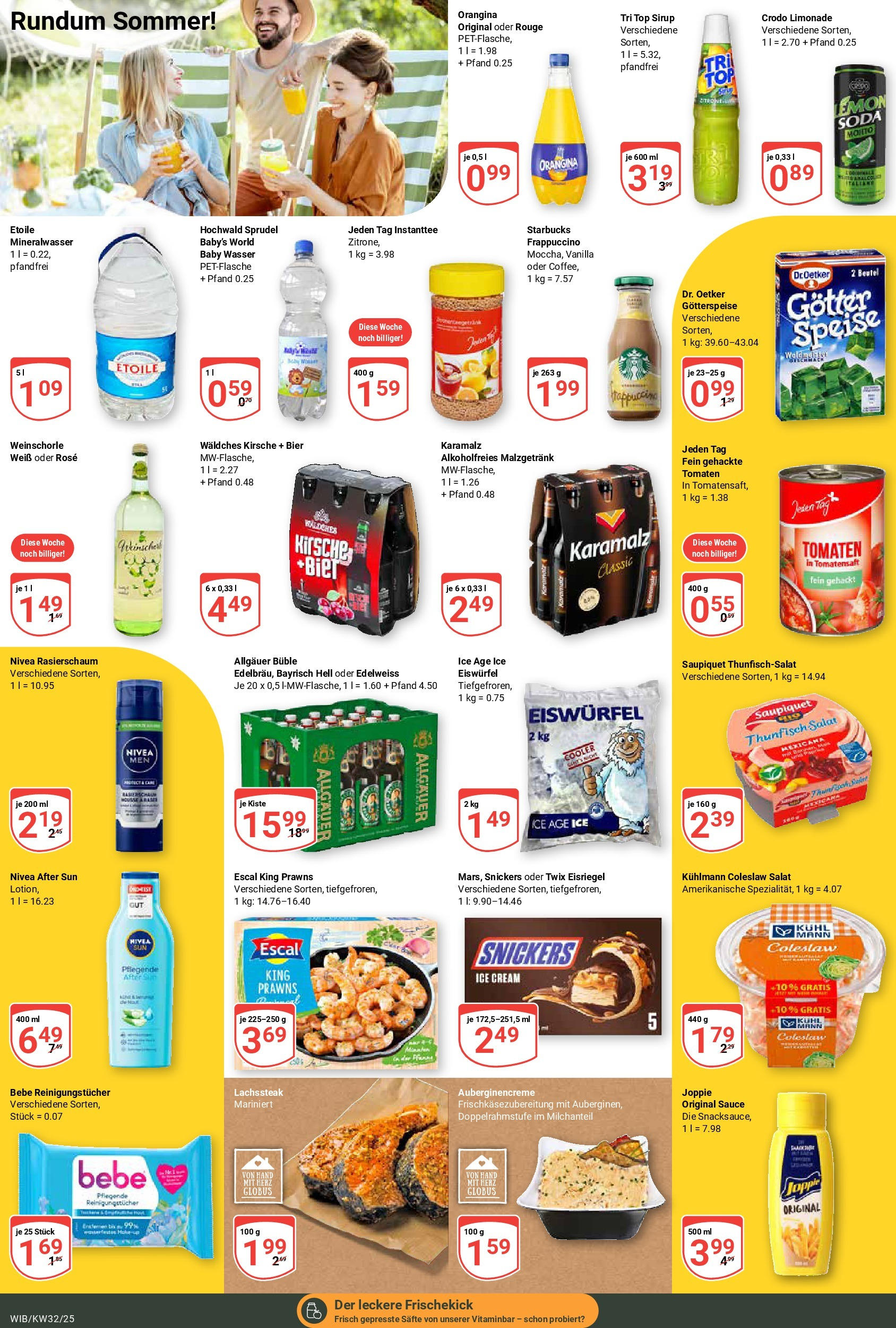 Globus prospekt Wiesbaden-Nordenstadt	 (ab 03.08.2025) » Angebote online | Seite: 14 | Produkte: Thunfisch, Sirup, Steak, Salat