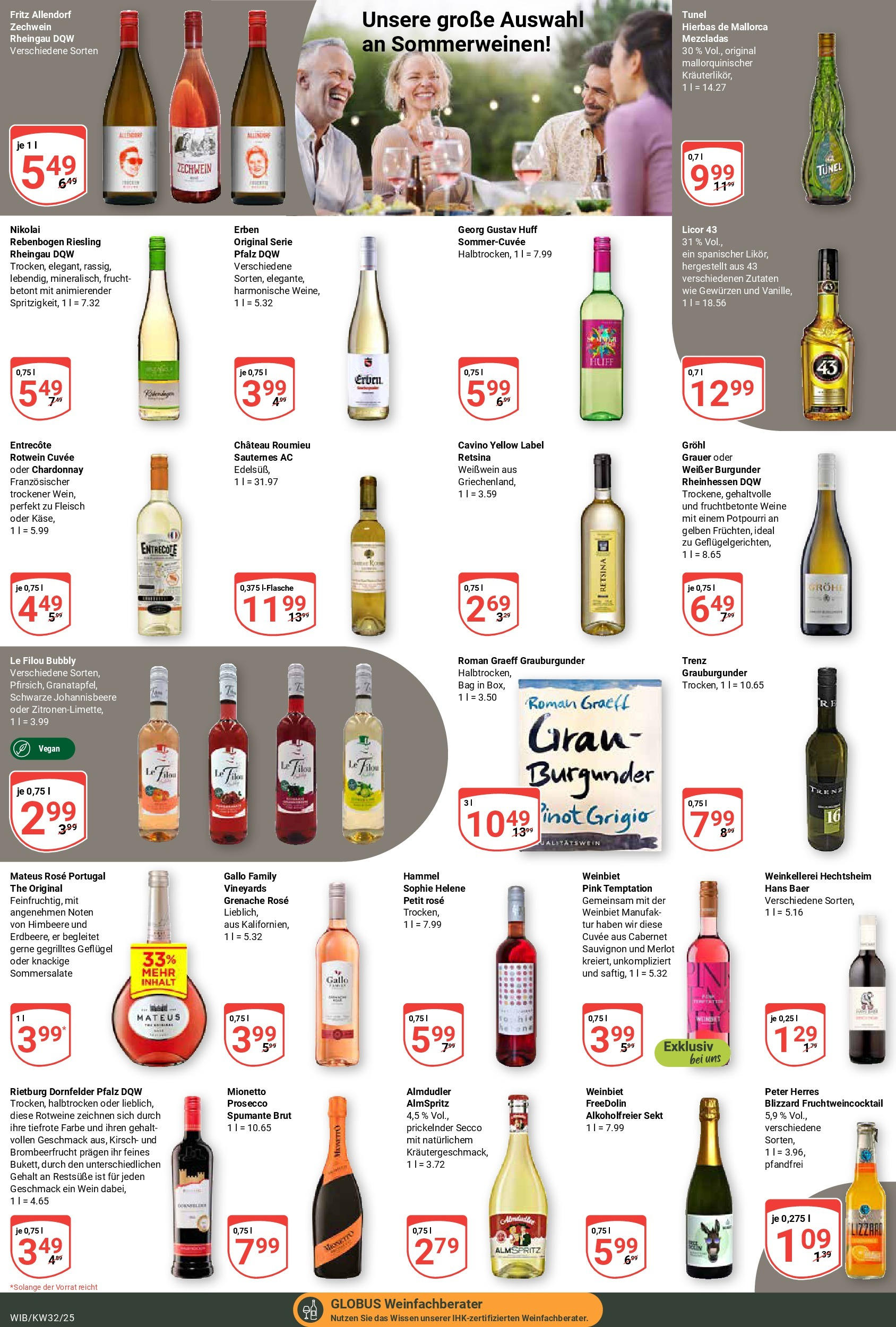 Globus prospekt Wiesbaden-Nordenstadt	 (ab 03.08.2025) » Angebote online | Seite: 22 | Produkte: Le filou, Merlot, Prosecco, Fleisch