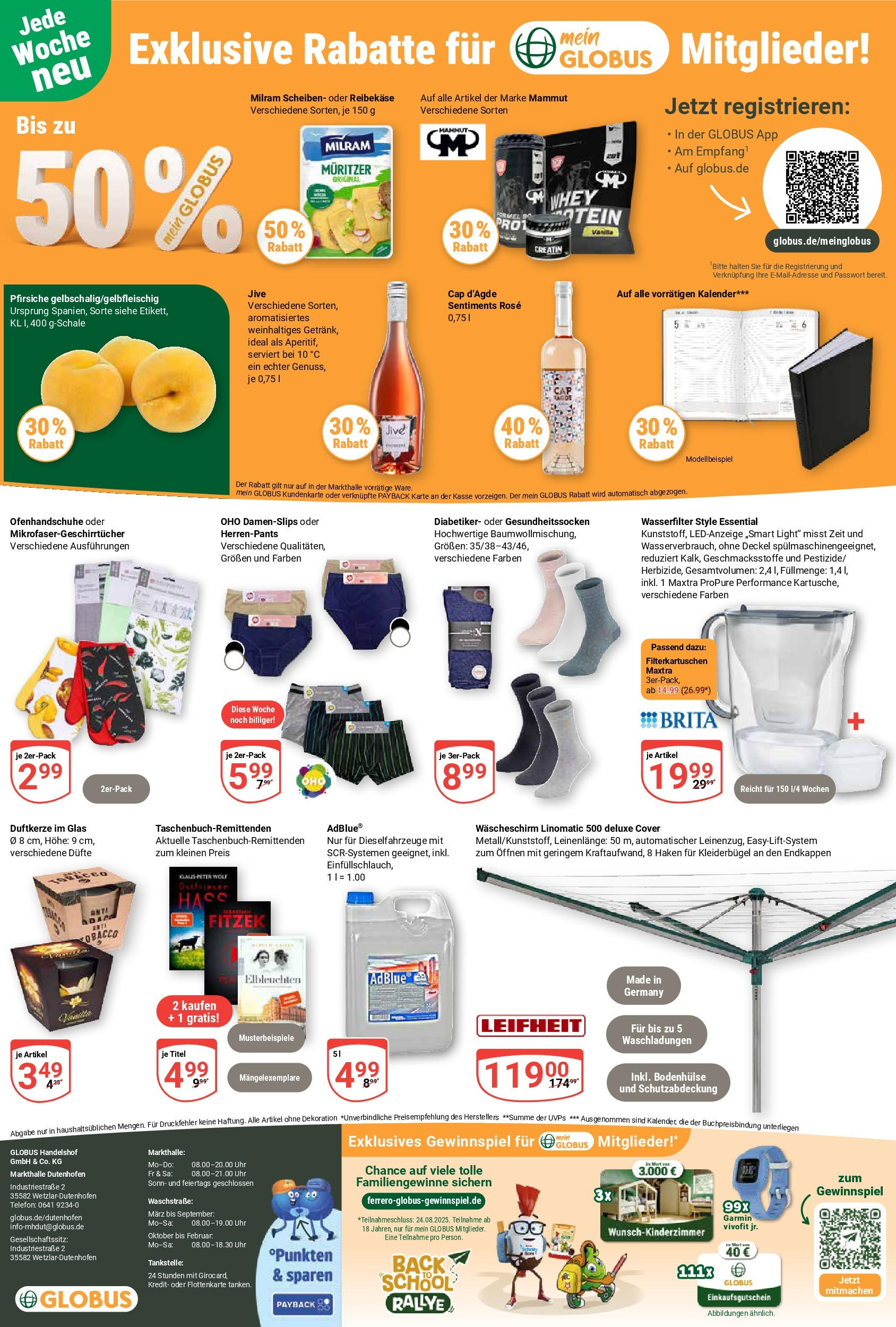 Globus prospekt Wetzlar-Dutenhofen (ab 03.08.2025) » Angebote ab Montag | Seite: 29 | Produkte: Milram, Reibekase, Telefon, Uhr Globus prospekt Wetzlar-Dutenhofen (ab 03.08.2025) » Angebote online | Seite: 29 | Produkte: Milram, Reibekase, Telefon, Uhr