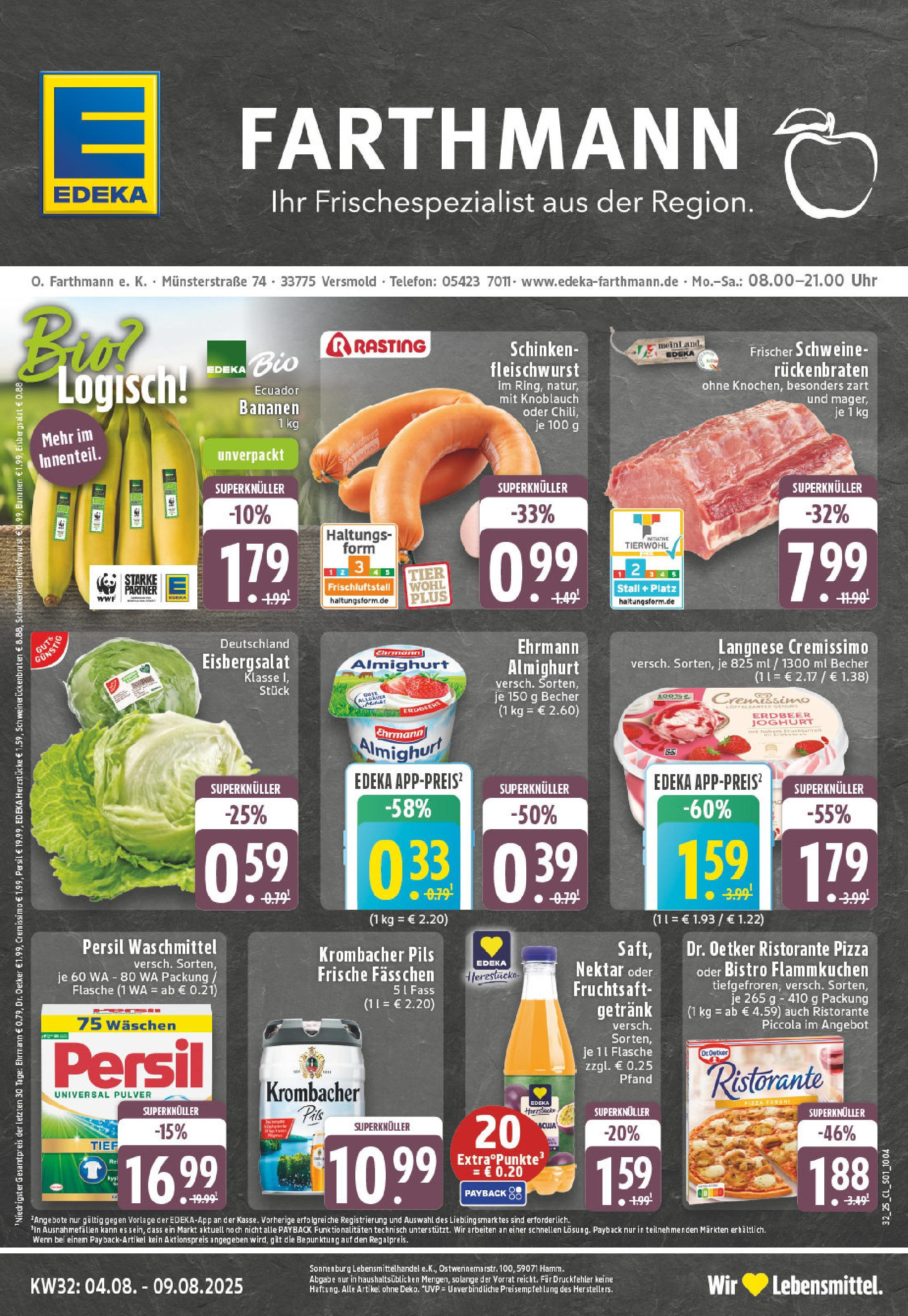 Edeka prospekt Versmold	 (ab 03.08.2025) » Angebote Online | Seite: 1 | Produkte: Joghurt, Krombacher, Pizza, Telefon