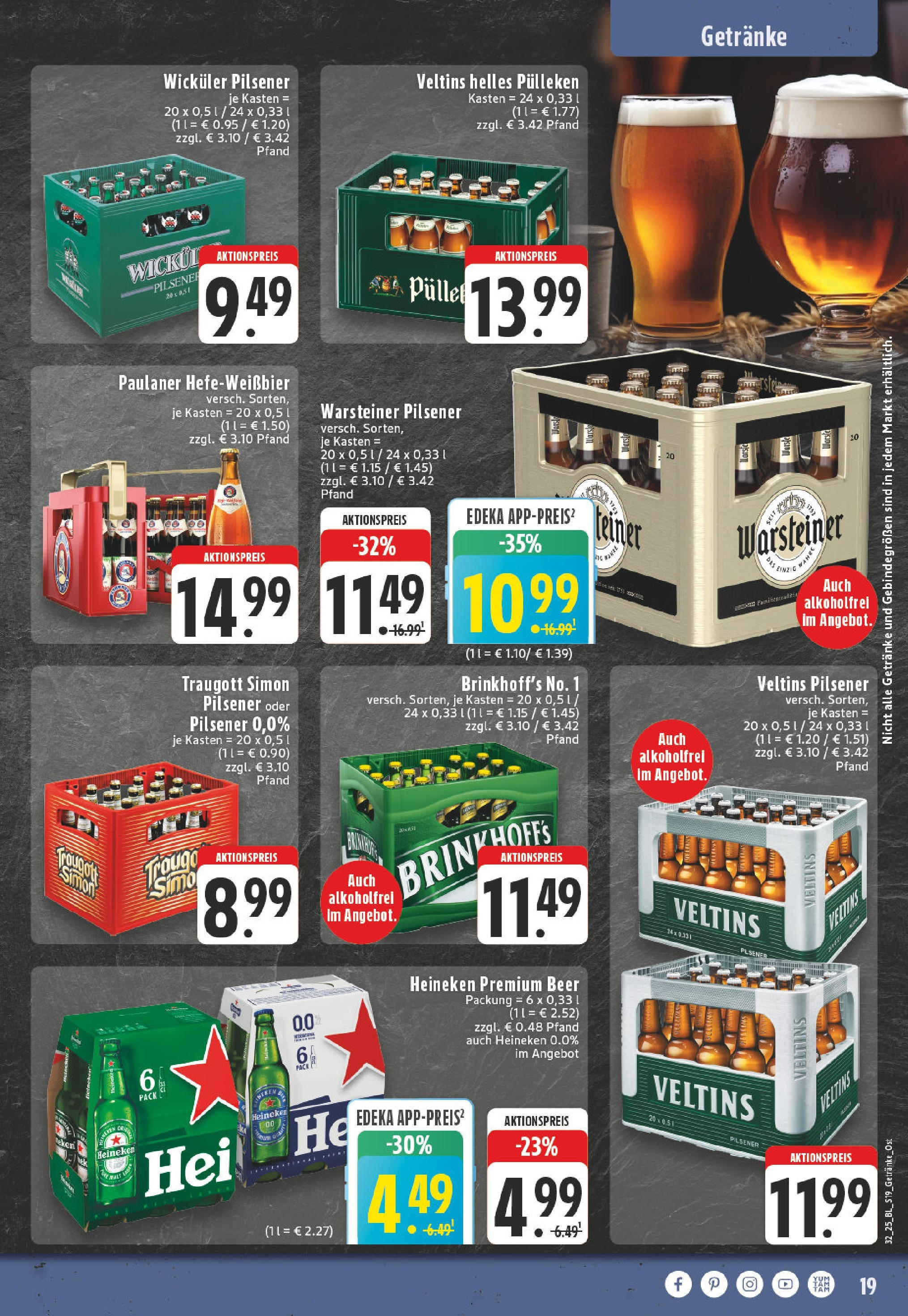 Edeka prospekt Marienmuenster-Voerden (ab 03.08.2025) » Angebote Online | Seite: 19 | Produkte: Helles pulleken, Heineken, Paulaner, Veltins Edeka prospekt Marienmuenster-Voerden (ab 03.08.2025) » Angebote Online | Seite: 19 | Produkte: Helles pulleken, Heineken, Paulaner, Veltins