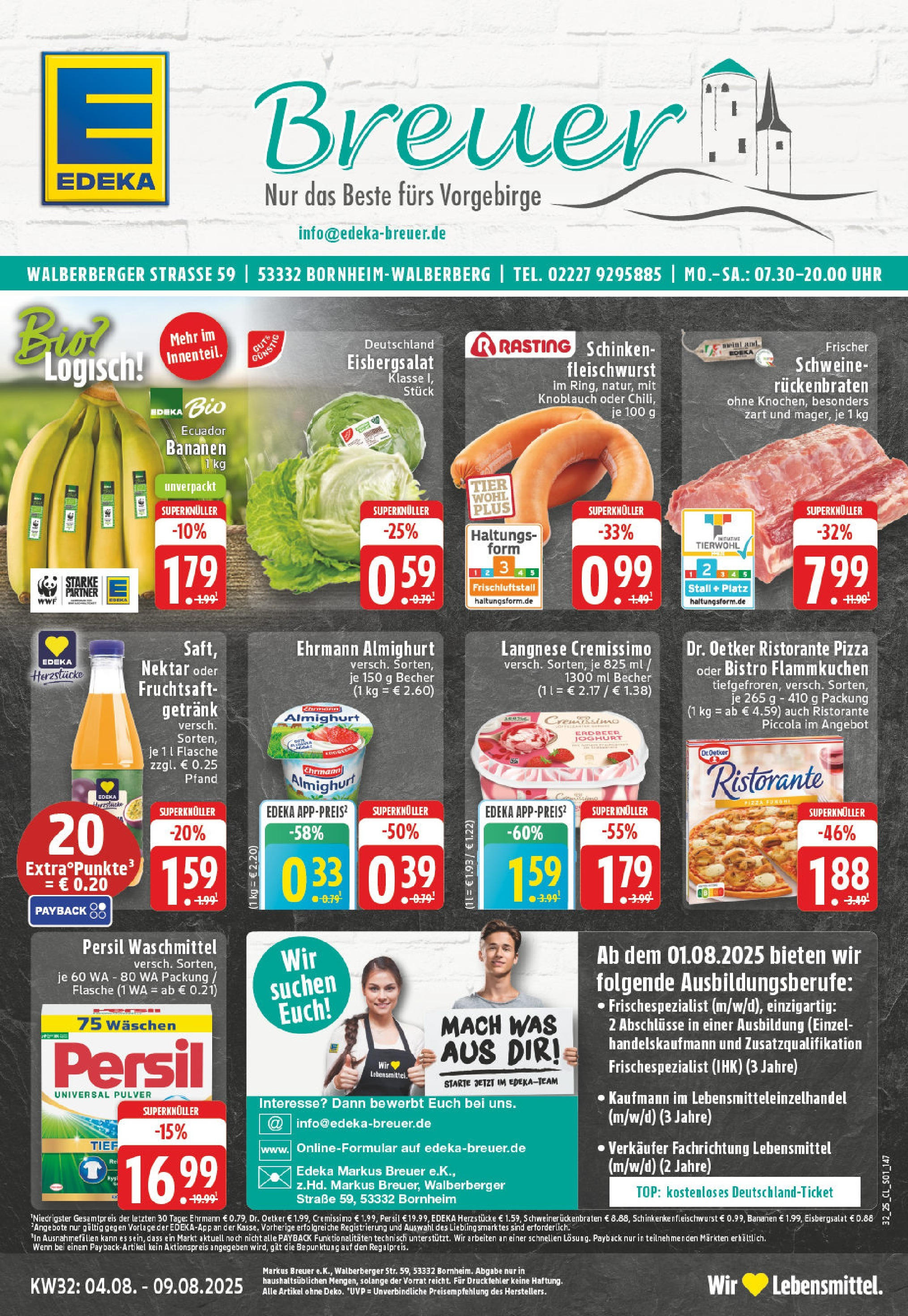 Edeka prospekt Bornheim-Walberberg	 (ab 03.08.2025) » Angebote Online | Seite: 1 | Produkte: Ristorante, Ehrmann almighurt, Joghurt, Knoblauch