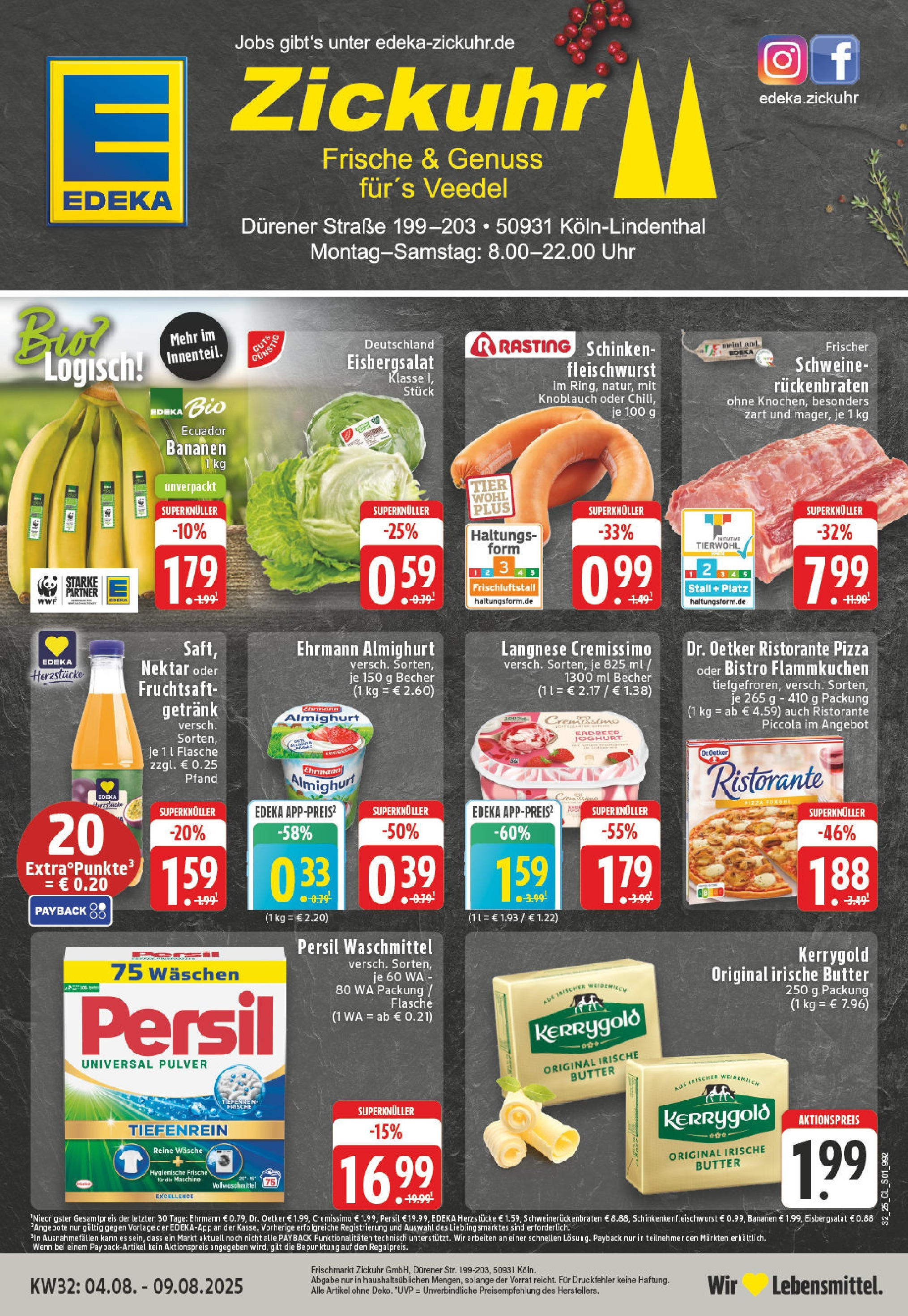 Edeka prospekt Köln-Lindenthal	 (ab 03.08.2025) » Angebote Online | Seite: 1 | Produkte: Langnese, Fruchtsaft, Uhr, Persil