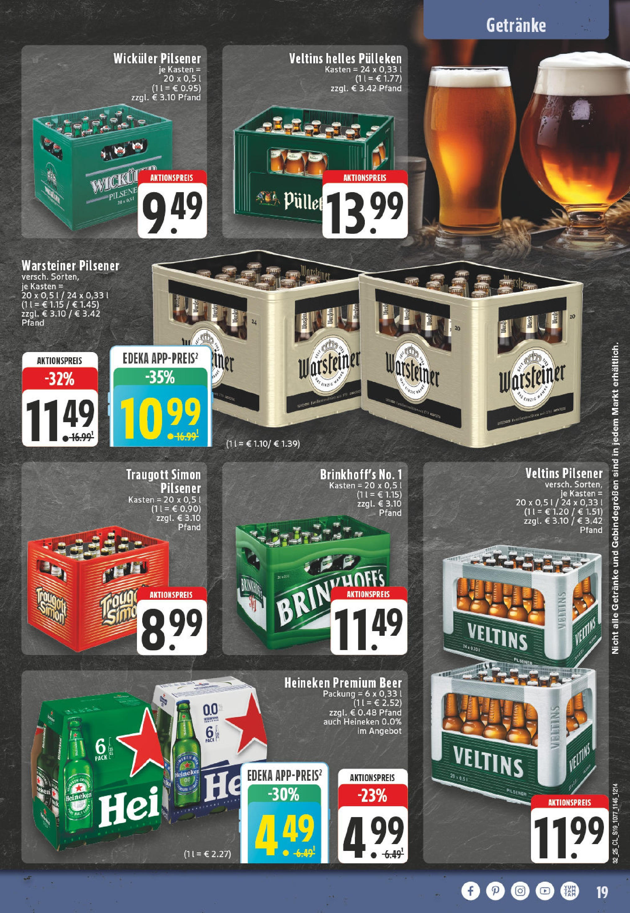 Edeka prospekt Herne	 (ab 03.08.2025) » Angebote Online | Seite: 19 | Produkte: Helles pulleken, Heineken, Warsteiner, Veltins