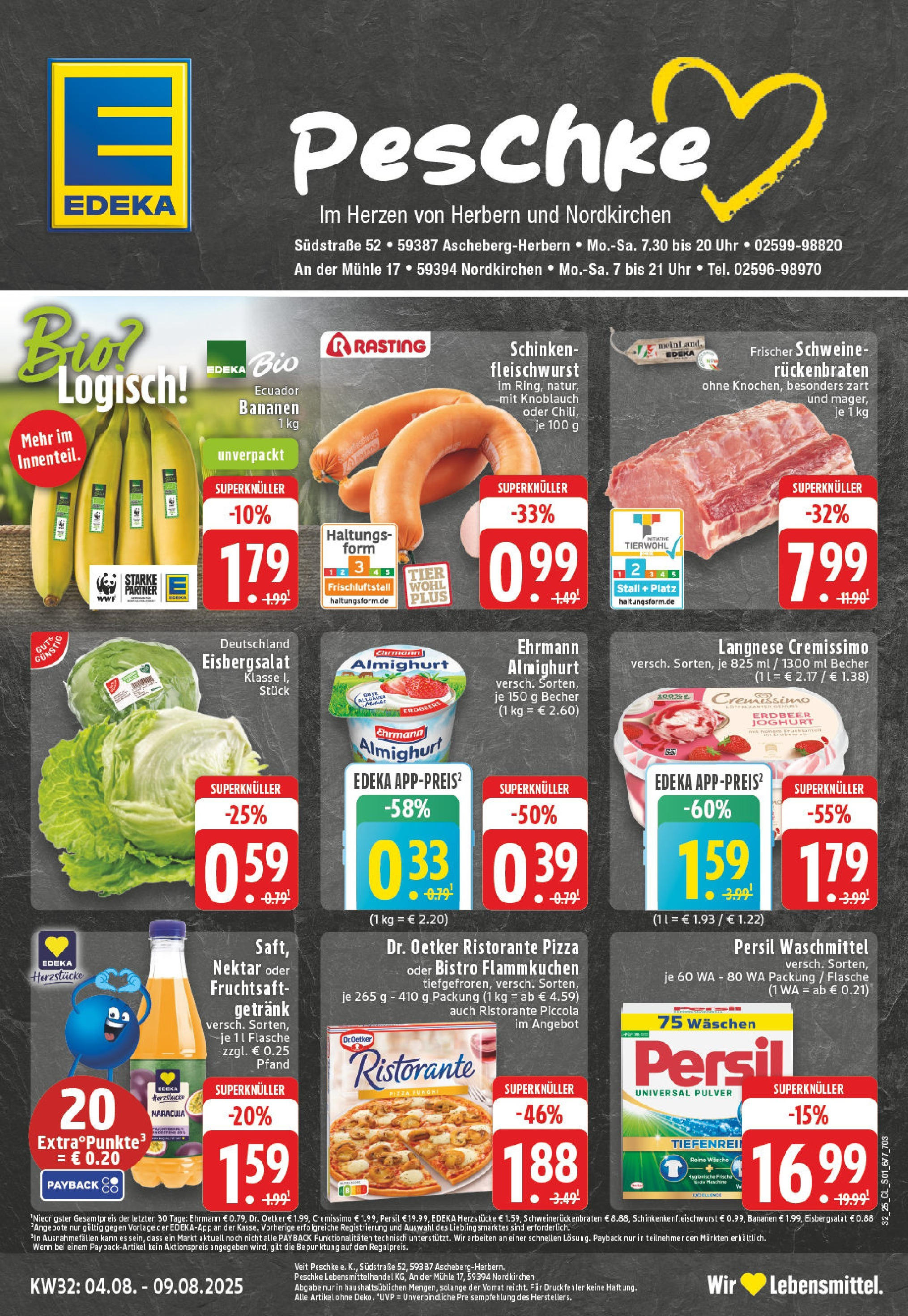 Edeka prospekt Nordkirchen (ab 03.08.2025) » Angebote Online | Seite: 1 | Produkte: Ehrmann almighurt, Bananen, Schinken, Fruchtsaft Edeka prospekt Nordkirchen (ab 03.08.2025) » Angebote Online | Seite: 1 | Produkte: Ehrmann almighurt, Bananen, Schinken, Fruchtsaft