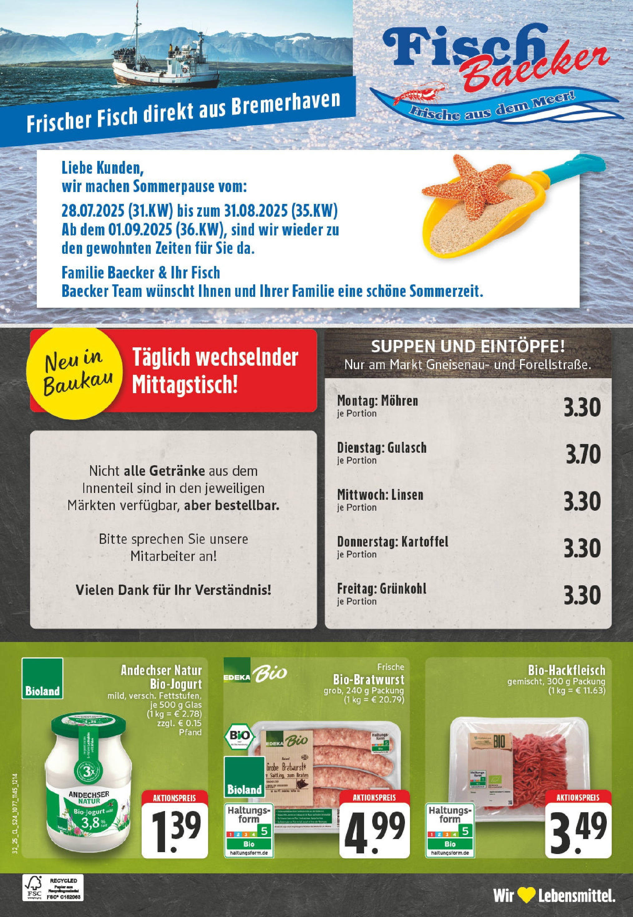 Edeka prospekt Herne	 (ab 03.08.2025) » Angebote Online | Seite: 24 | Produkte: Mohren, Fisch, Gulasch