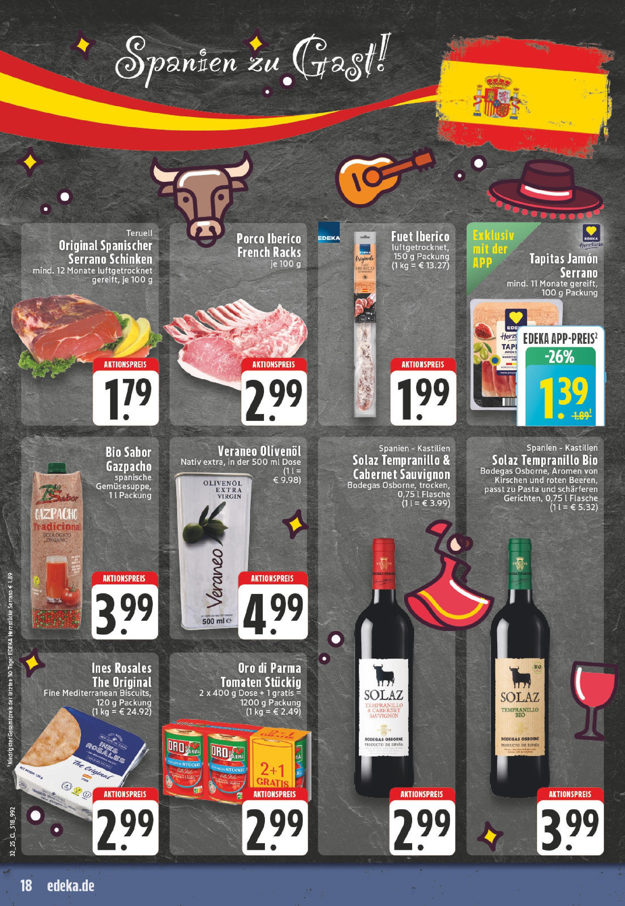 Edeka prospekt Köln-Lindenthal	 (ab 03.08.2025) » Angebote Online | Seite: 18 | Produkte: Olivenol, Kirschen, Pasta, Schinken