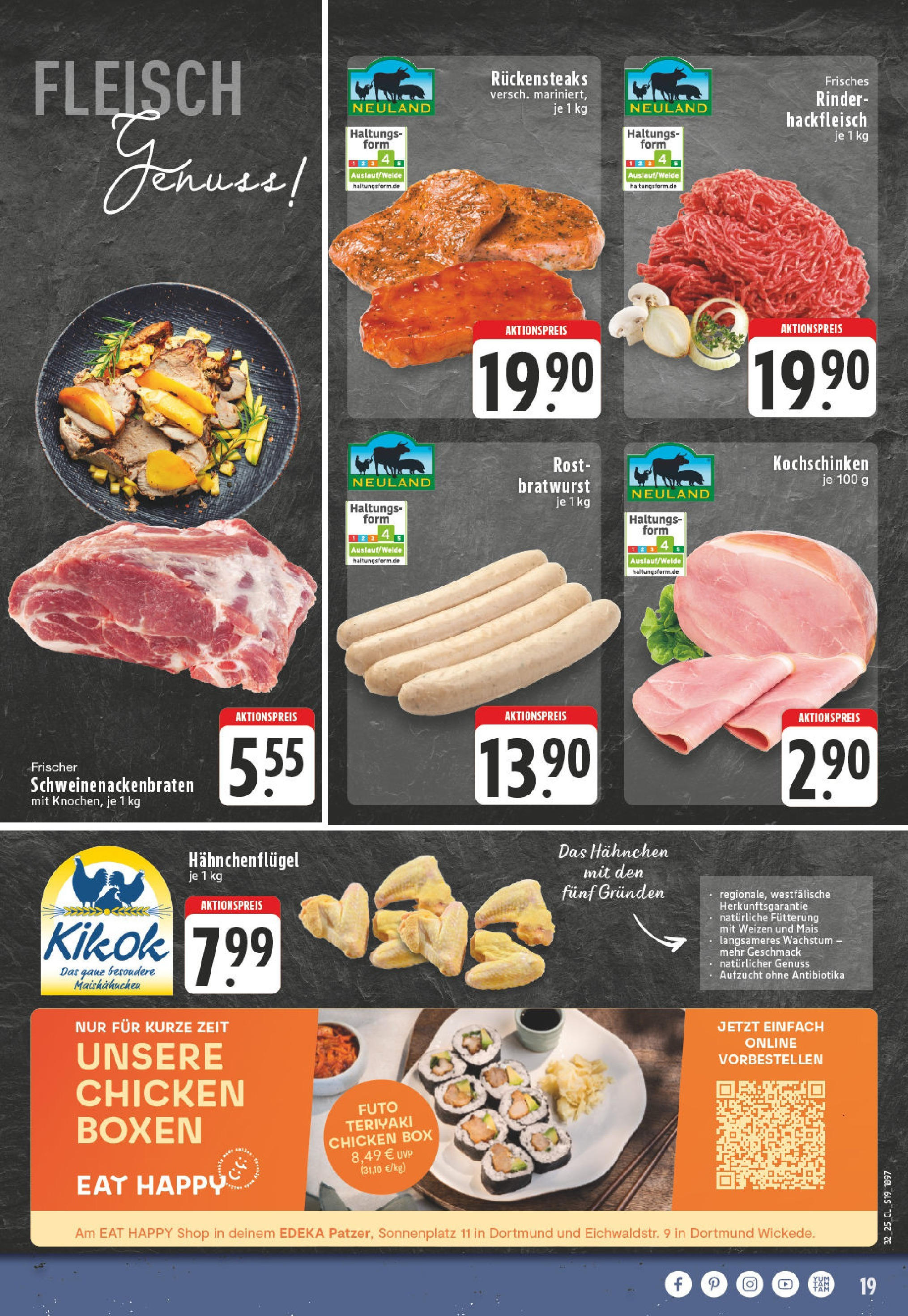 Edeka prospekt Dortmund - Wickede (ab 03.08.2025) » Angebote Online | Seite: 19 | Produkte: Hahnchen, Box, Fleisch, Hackfleisch Edeka prospekt Dortmund - Wickede (ab 03.08.2025) » Angebote Online | Seite: 19 | Produkte: Hahnchen, Box, Fleisch, Hackfleisch