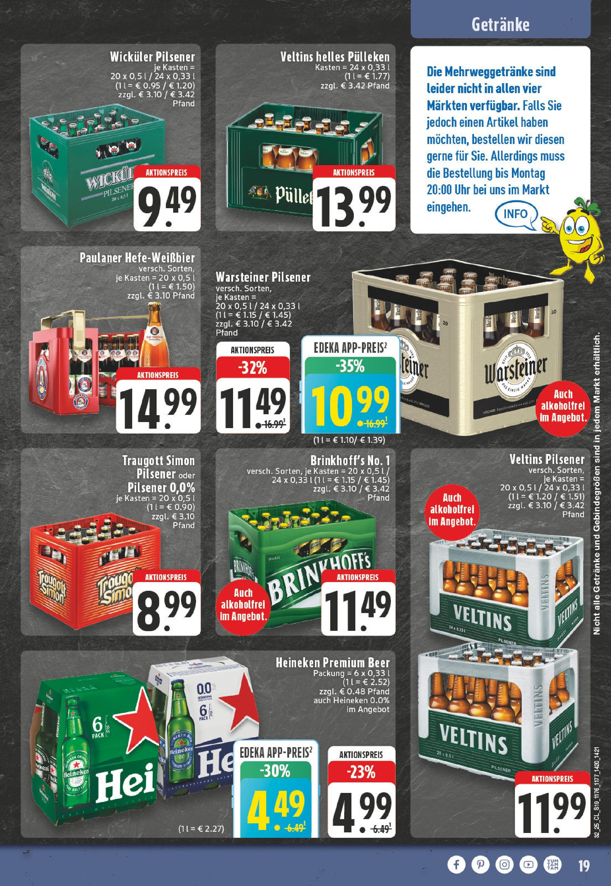 Edeka prospekt Werl-Westoennen (ab 03.08.2025) » Angebote Online | Seite: 19 | Produkte: Helles pulleken, Heineken, Warsteiner, Uhr Edeka prospekt Werl-Westoennen (ab 03.08.2025) » Angebote Online | Seite: 19 | Produkte: Helles pulleken, Heineken, Warsteiner, Uhr