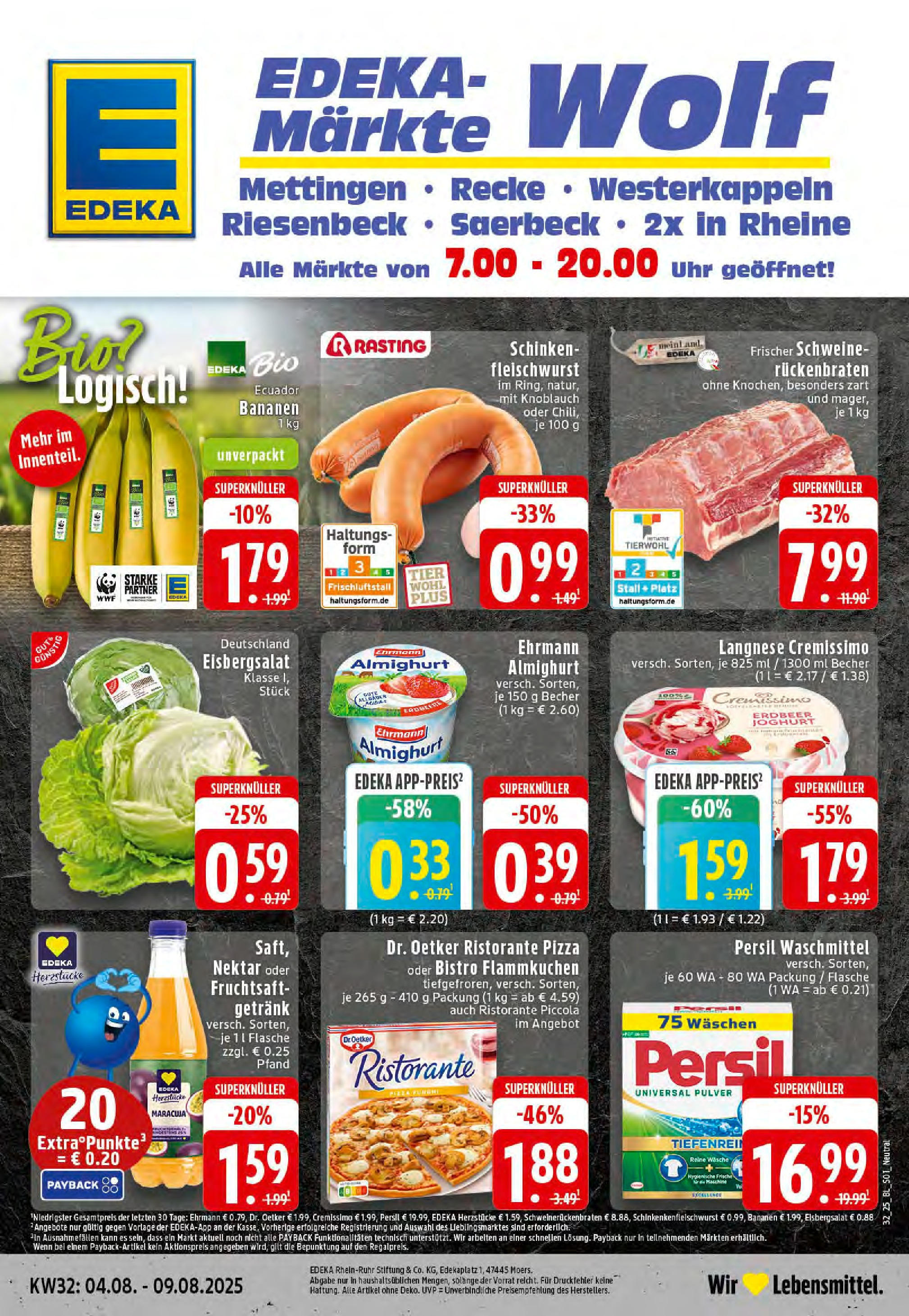 Edeka prospekt Rheine (ab 03.08.2025) » Angebote Online | Seite: 1 | Produkte: Ristorante, Langnese, Langnese cremissimo, Fruchtsaft Edeka prospekt Rheine (ab 03.08.2025) » Angebote Online | Seite: 1 | Produkte: Ristorante, Langnese, Langnese cremissimo, Fruchtsaft