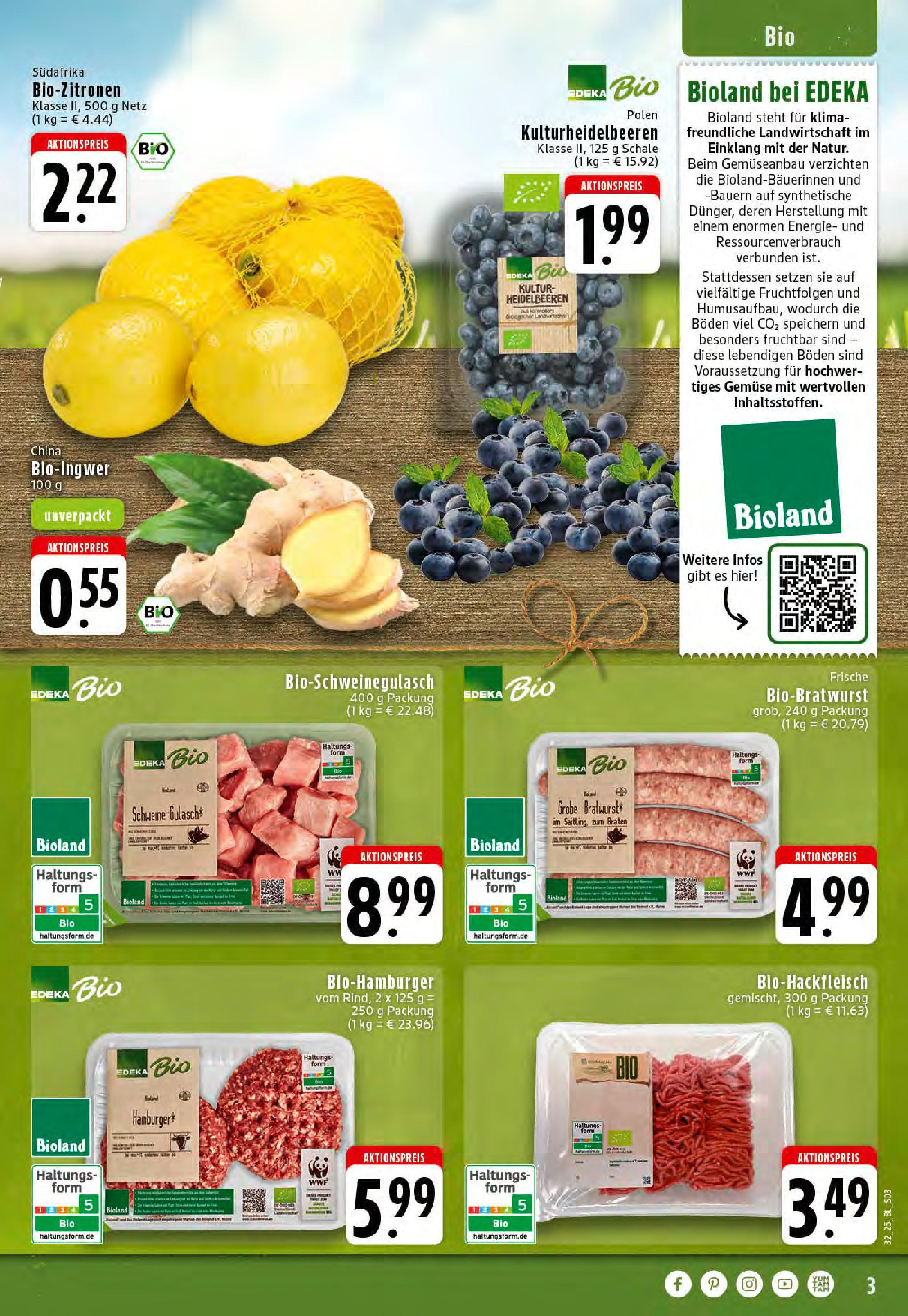 Edeka prospekt Dortmund-Eving	 (ab 03.08.2025) » Angebote Online | Seite: 3 | Produkte: Heidelbeeren, Gemüse