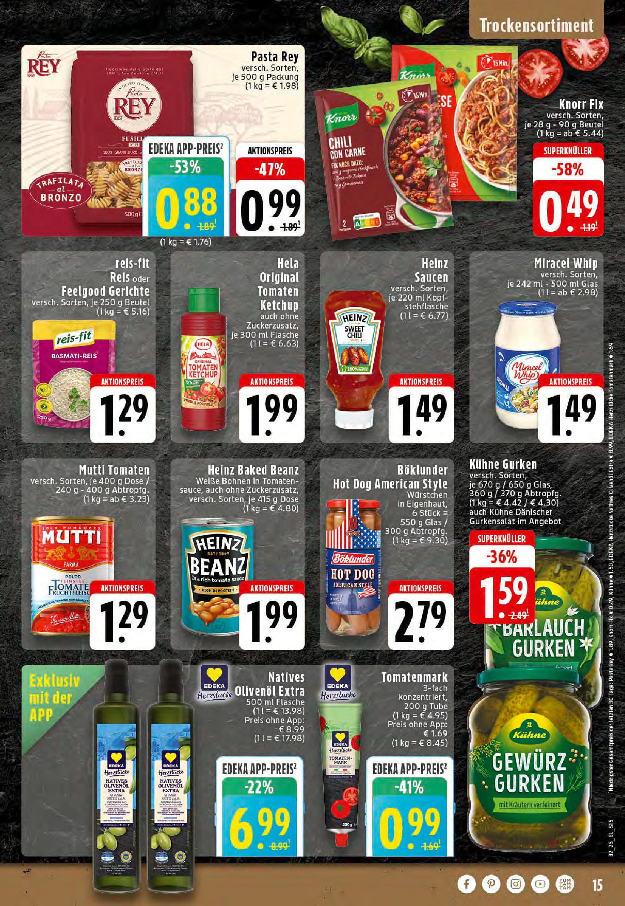 Edeka prospekt Dortmund-Eving	 (ab 03.08.2025) » Angebote Online | Seite: 15 | Produkte: Basmatireis, Tomaten, Miracel whip, Gurken