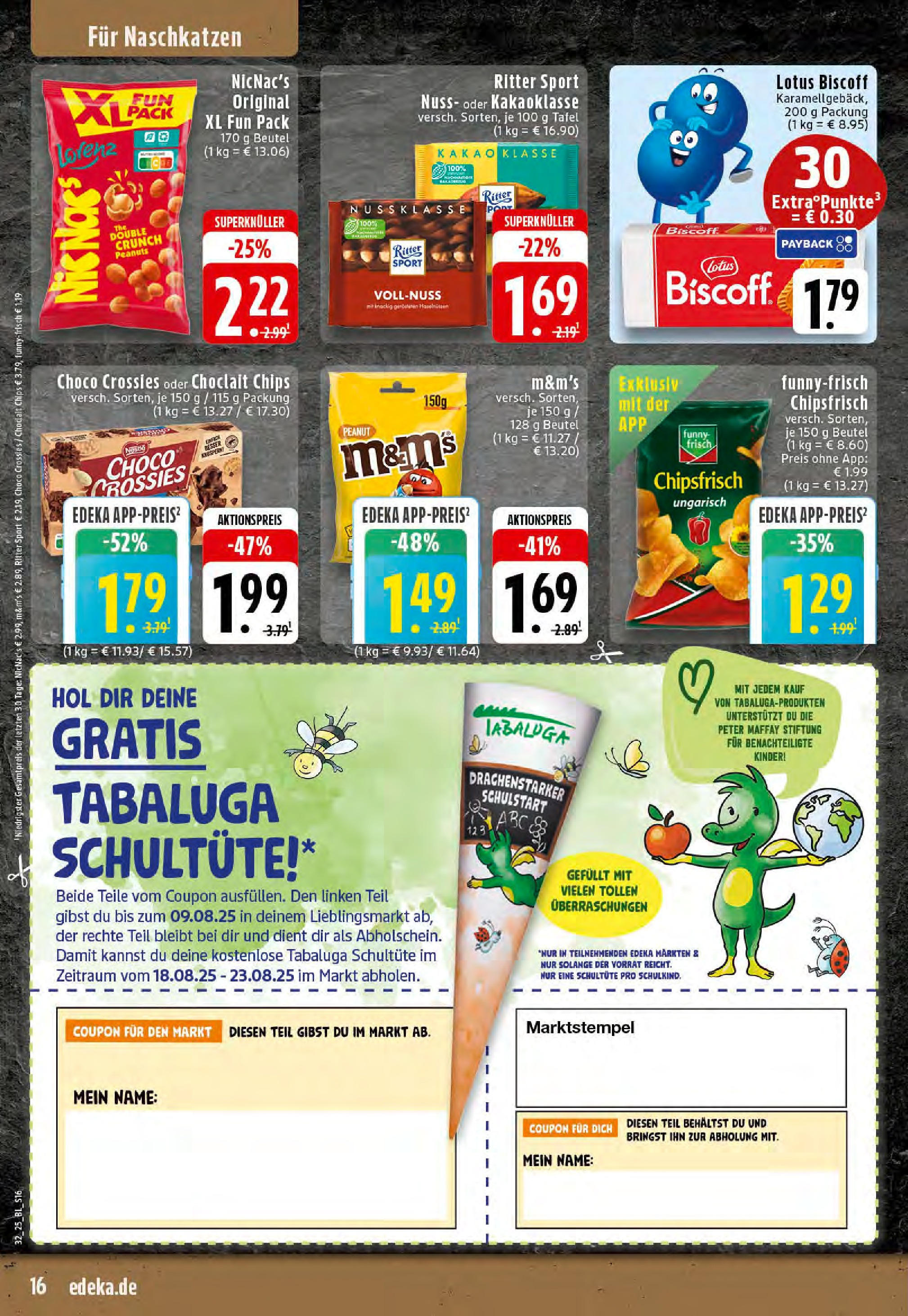 Edeka prospekt Dortmund-Eving	 (ab 03.08.2025) » Angebote Online | Seite: 16 | Produkte: Ritter sport, M&M's, Chips