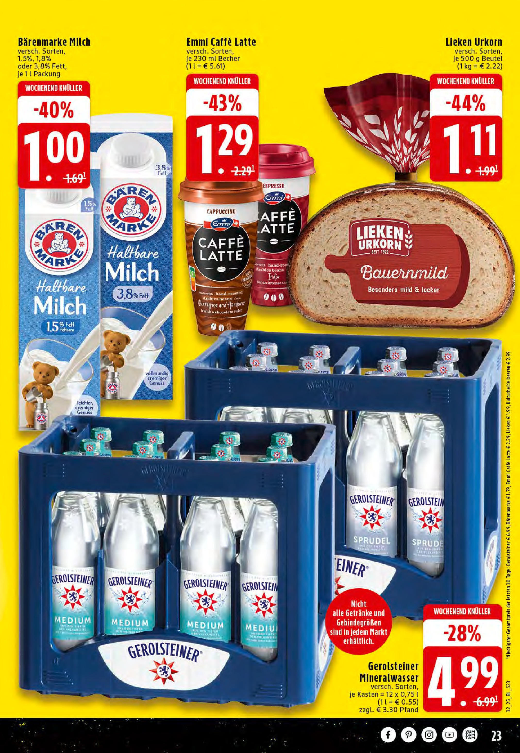 Edeka prospekt Dortmund-Eving	 (ab 03.08.2025) » Angebote Online | Seite: 23 | Produkte: Milch, Mineralwasser, Gerolsteiner