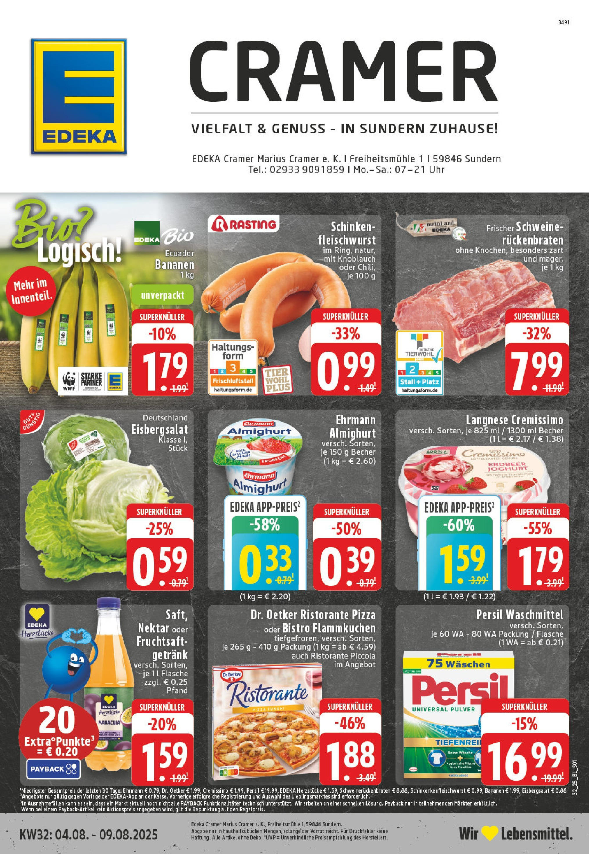 Edeka prospekt Sundern (ab 03.08.2025) » Angebote Online | Seite: 1 | Produkte: Langnese, Ehrmann almighurt, Knoblauch, Fruchtsaft Edeka prospekt Sundern (ab 03.08.2025) » Angebote Online | Seite: 1 | Produkte: Langnese, Ehrmann almighurt, Knoblauch, Fruchtsaft