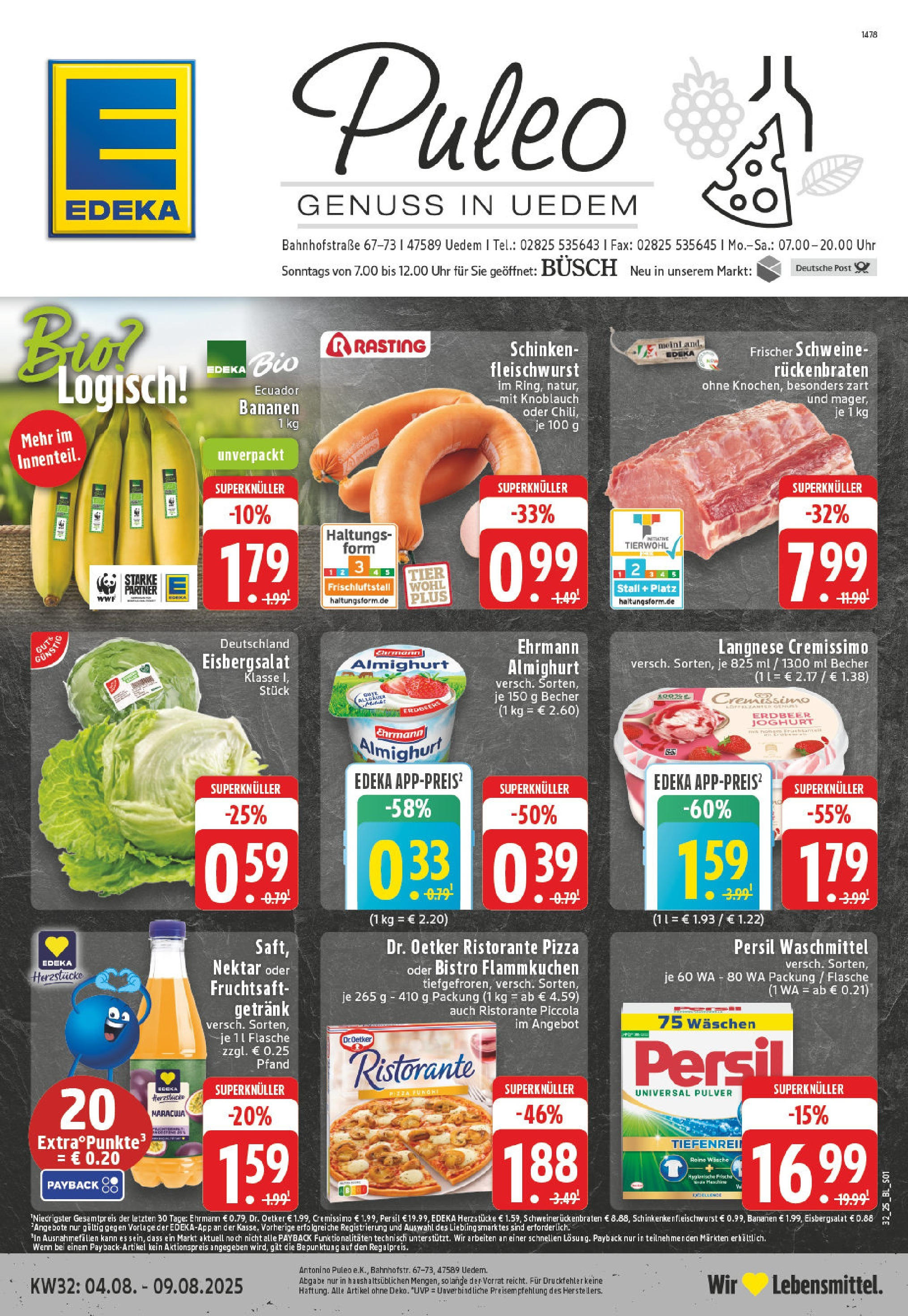 EDEKA Prospekt ab 03.08.2025 - Prospekt Uedem Online Vorschau von dem Prospekt des Geschäftes Edeka, gültig ab dem 03.08.2025