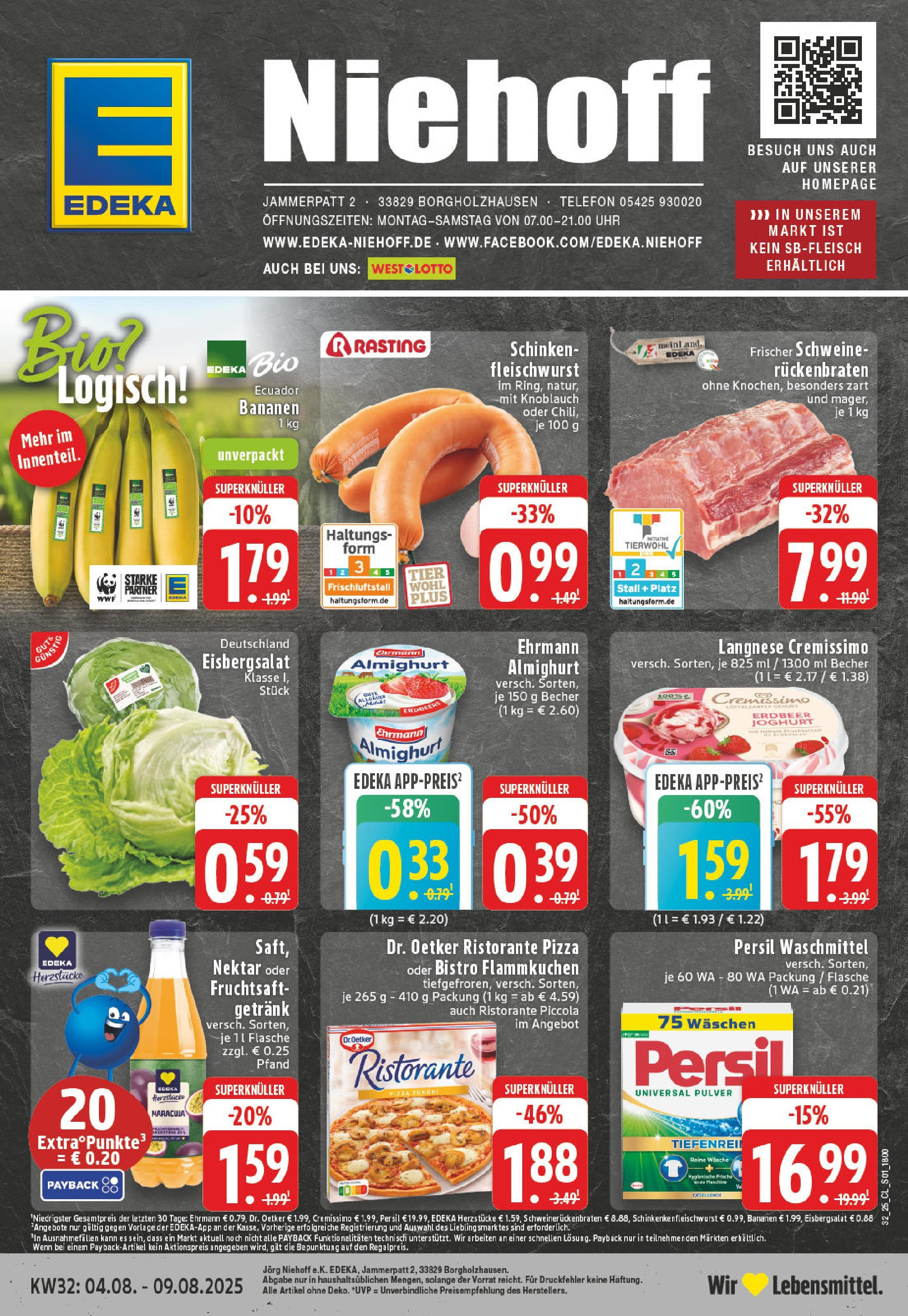 Edeka prospekt Borgholzhausen (ab 03.08.2025) » Angebote Online | Seite: 1 | Produkte: Langnese cremissimo, Eisbergsalat, Fruchtsaft, Persil Edeka prospekt Borgholzhausen (ab 03.08.2025) » Angebote Online | Seite: 1 | Produkte: Langnese cremissimo, Eisbergsalat, Fruchtsaft, Persil