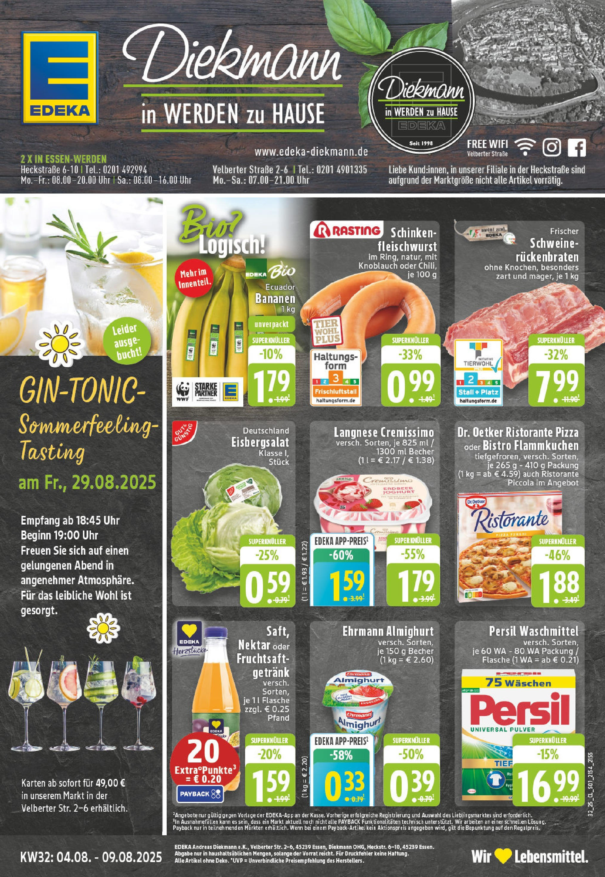 Edeka prospekt Essen-Werden	 (ab 03.08.2025) » Angebote Online | Seite: 1 | Produkte: Knoblauch, Schinken, Uhr, Persil
