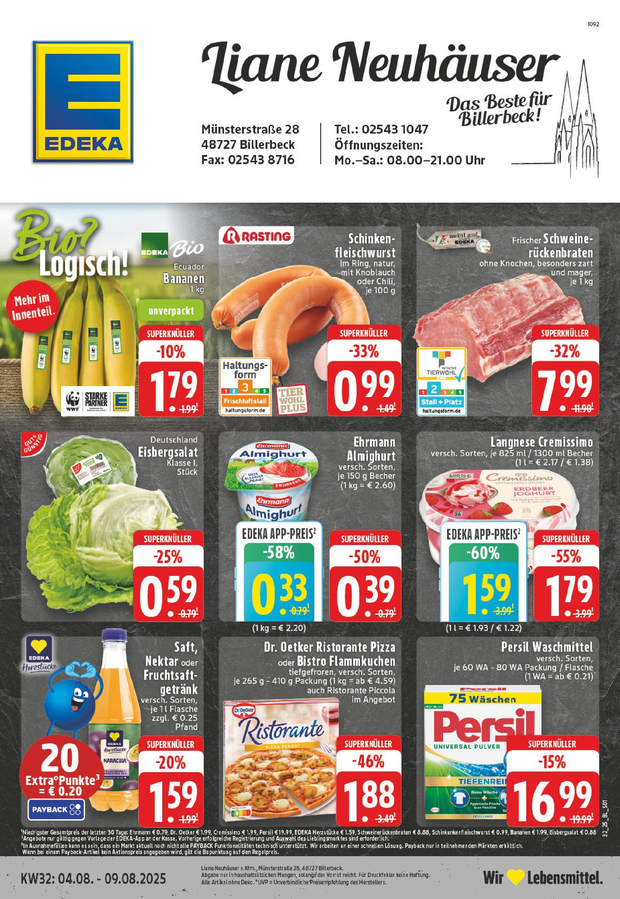 Edeka prospekt Billerbeck (ab 03.08.2025) » Angebote Online | Seite: 1 | Produkte: Joghurt, Knoblauch, Pizza, Fruchtsaft Edeka prospekt Billerbeck (ab 03.08.2025) » Angebote Online | Seite: 1 | Produkte: Joghurt, Knoblauch, Pizza, Fruchtsaft