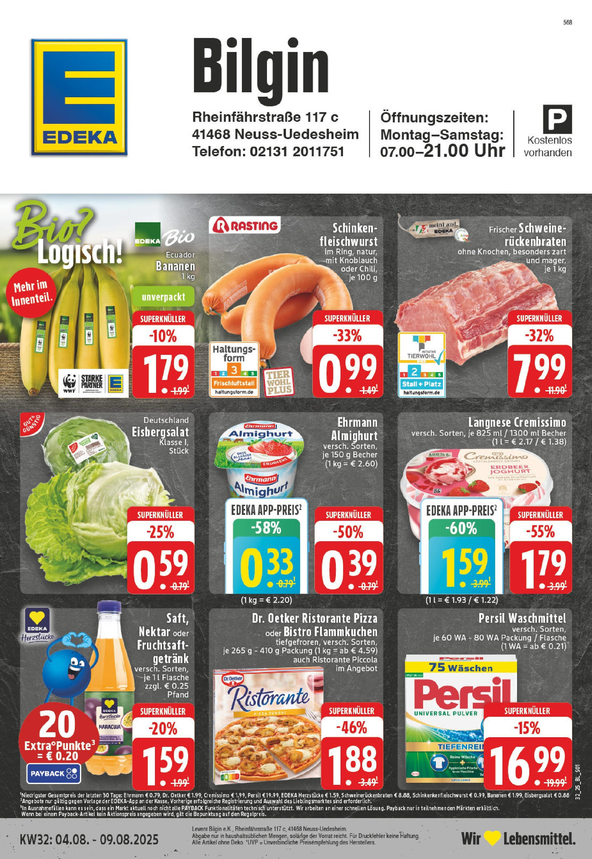 Edeka prospekt Neuss (ab 03.08.2025) » Angebote Online | Seite: 1 | Produkte: Cremissimo, Eisbergsalat, Uhr, Persil Edeka prospekt Neuss (ab 03.08.2025) » Angebote Online | Seite: 1 | Produkte: Cremissimo, Eisbergsalat, Uhr, Persil