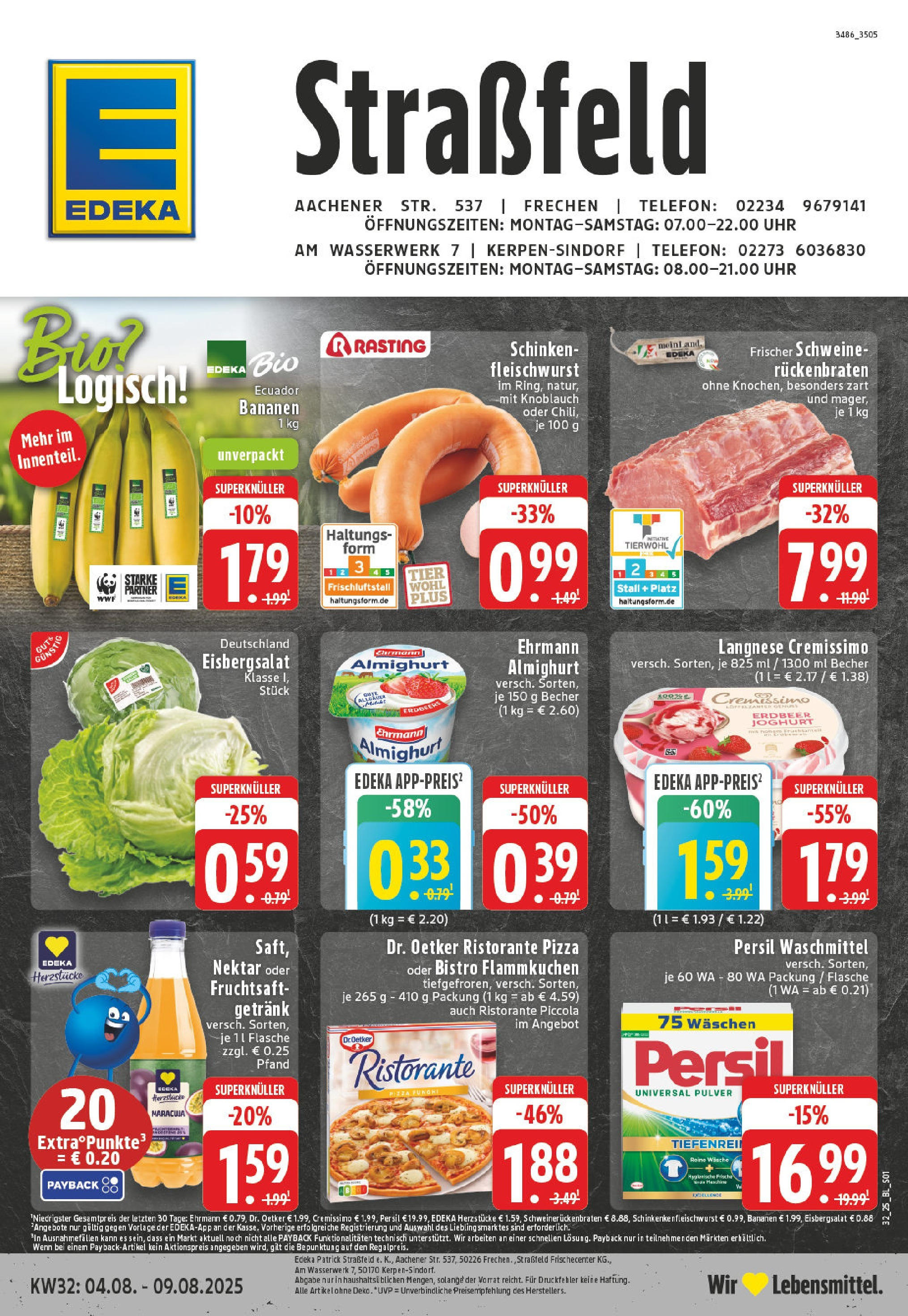 Edeka prospekt Frechen	 (ab 03.08.2025) » Angebote Online | Seite: 1 | Produkte: Langnese, Ehrmann almighurt, Bananen, Brot