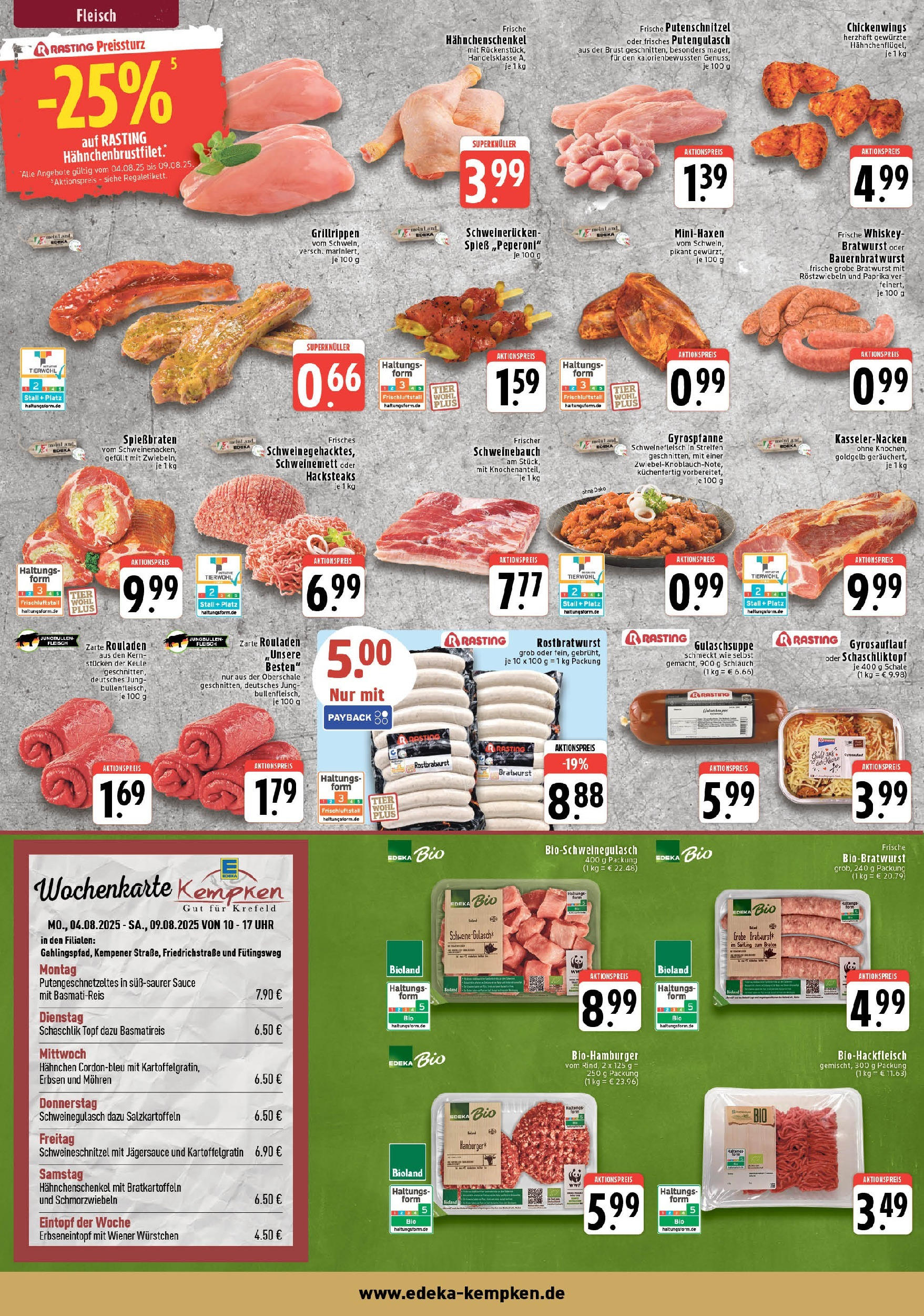 Edeka prospekt Krefeld (ab 03.08.2025) » Angebote Online | Seite: 2 | Produkte: Schweinebauch, Bratwurst, Paprika, Erbsen Edeka prospekt Krefeld (ab 03.08.2025) » Angebote Online | Seite: 2 | Produkte: Schweinebauch, Bratwurst, Paprika, Erbsen