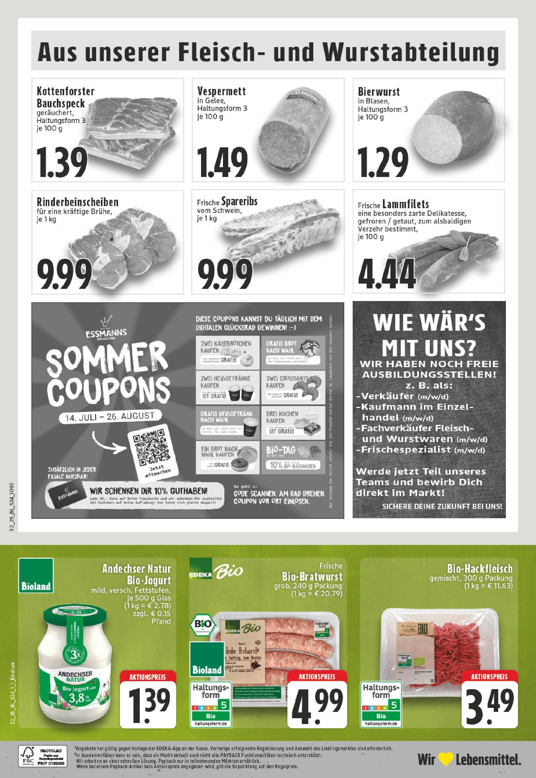 Edeka prospekt Billerbeck (ab 03.08.2025) » Angebote Online | Seite: 24 | Produkte: Spare ribs, Brot, Kuchen, Fleisch Edeka prospekt Billerbeck (ab 03.08.2025) » Angebote Online | Seite: 24 | Produkte: Spare ribs, Brot, Kuchen, Fleisch