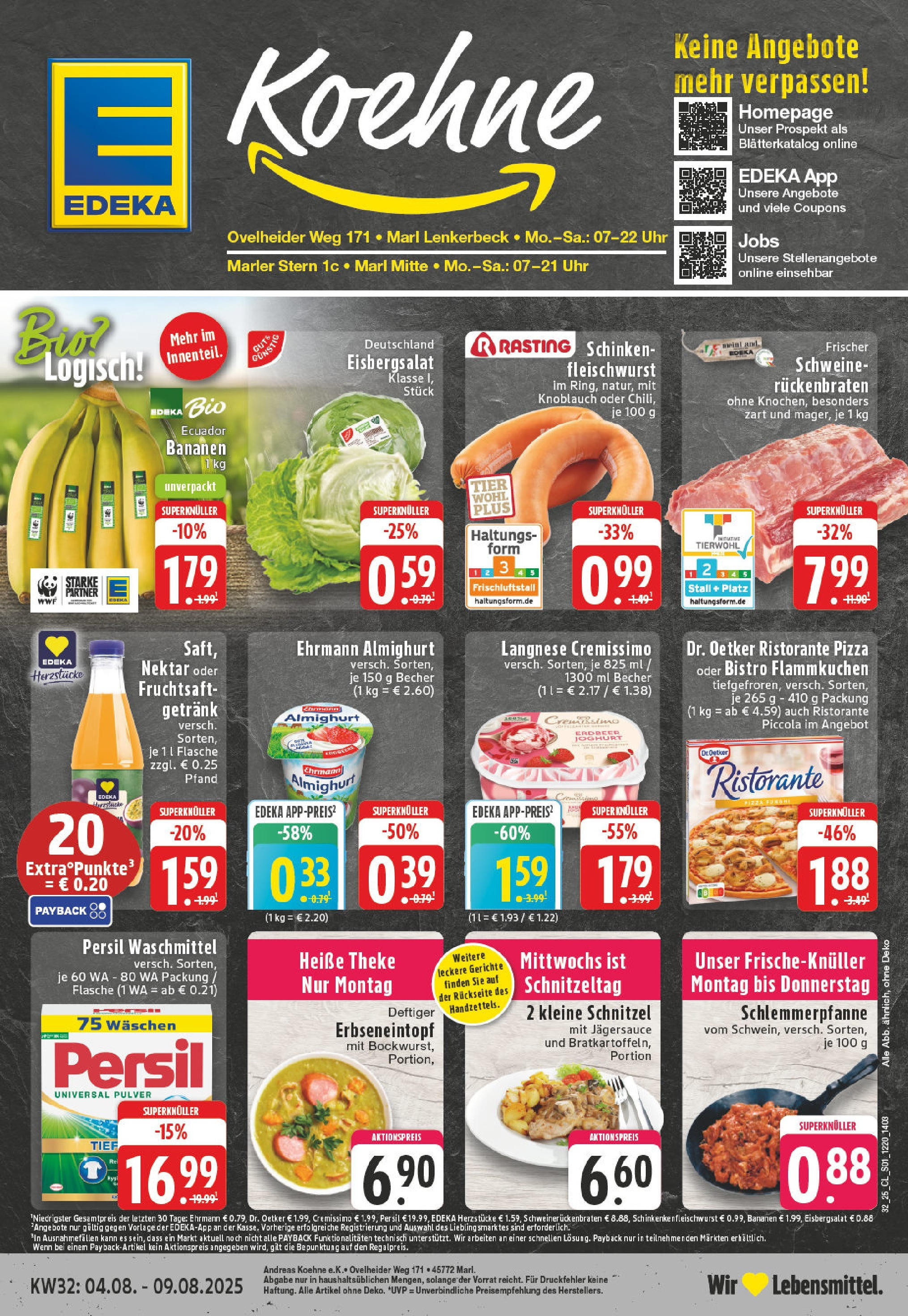 Edeka prospekt Marl	 (ab 03.08.2025) » Angebote Online | Seite: 1 | Produkte: Langnese cremissimo, Ehrmann almighurt, Joghurt, Theke