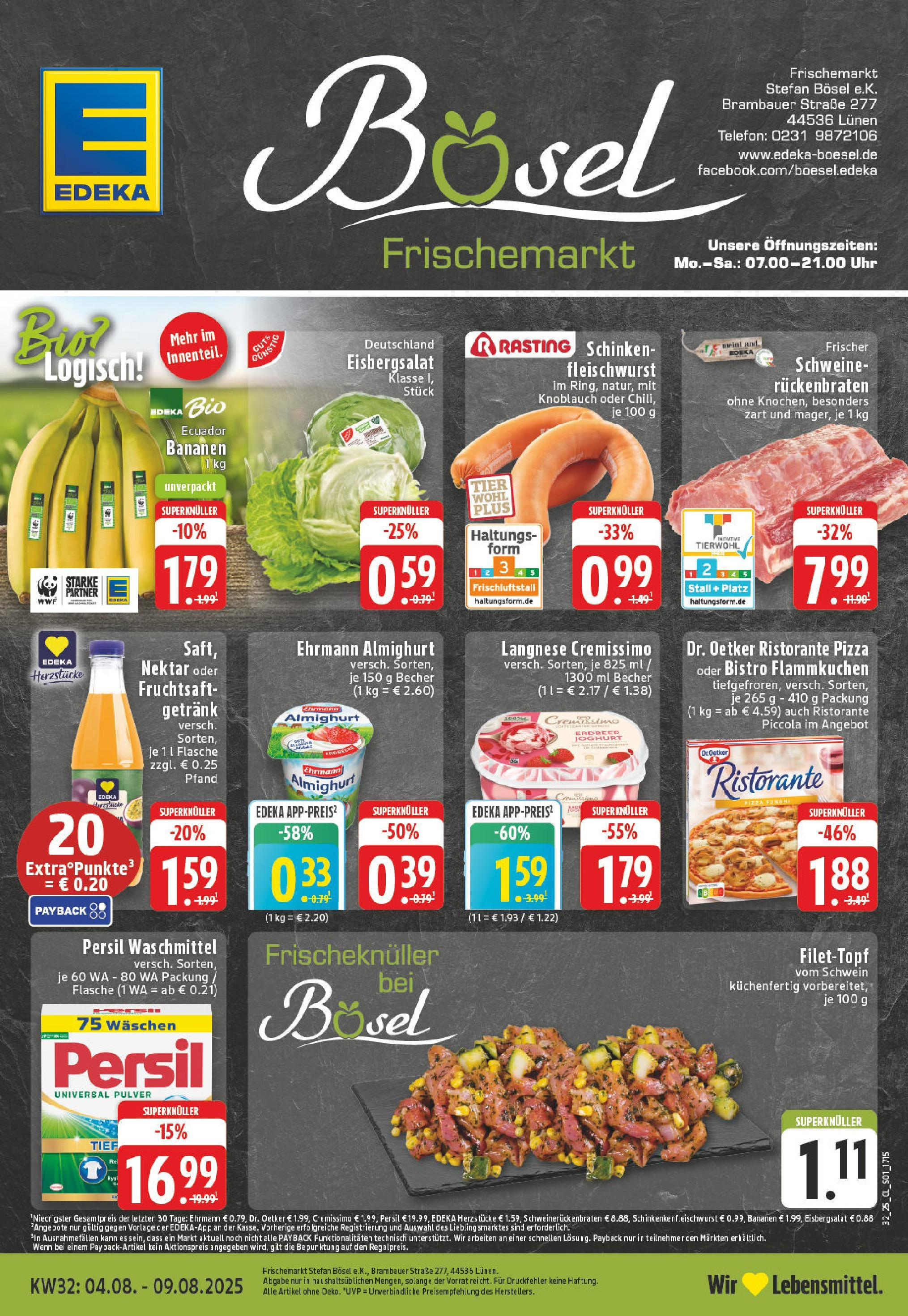 Edeka prospekt Lünen-Brambauer (ab 03.08.2025) » Angebote Online | Seite: 1 | Produkte: Waschmittel, Saft, Fruchtsaft, Uhr Edeka prospekt Lünen-Brambauer (ab 03.08.2025) » Angebote Online | Seite: 1 | Produkte: Waschmittel, Saft, Fruchtsaft, Uhr