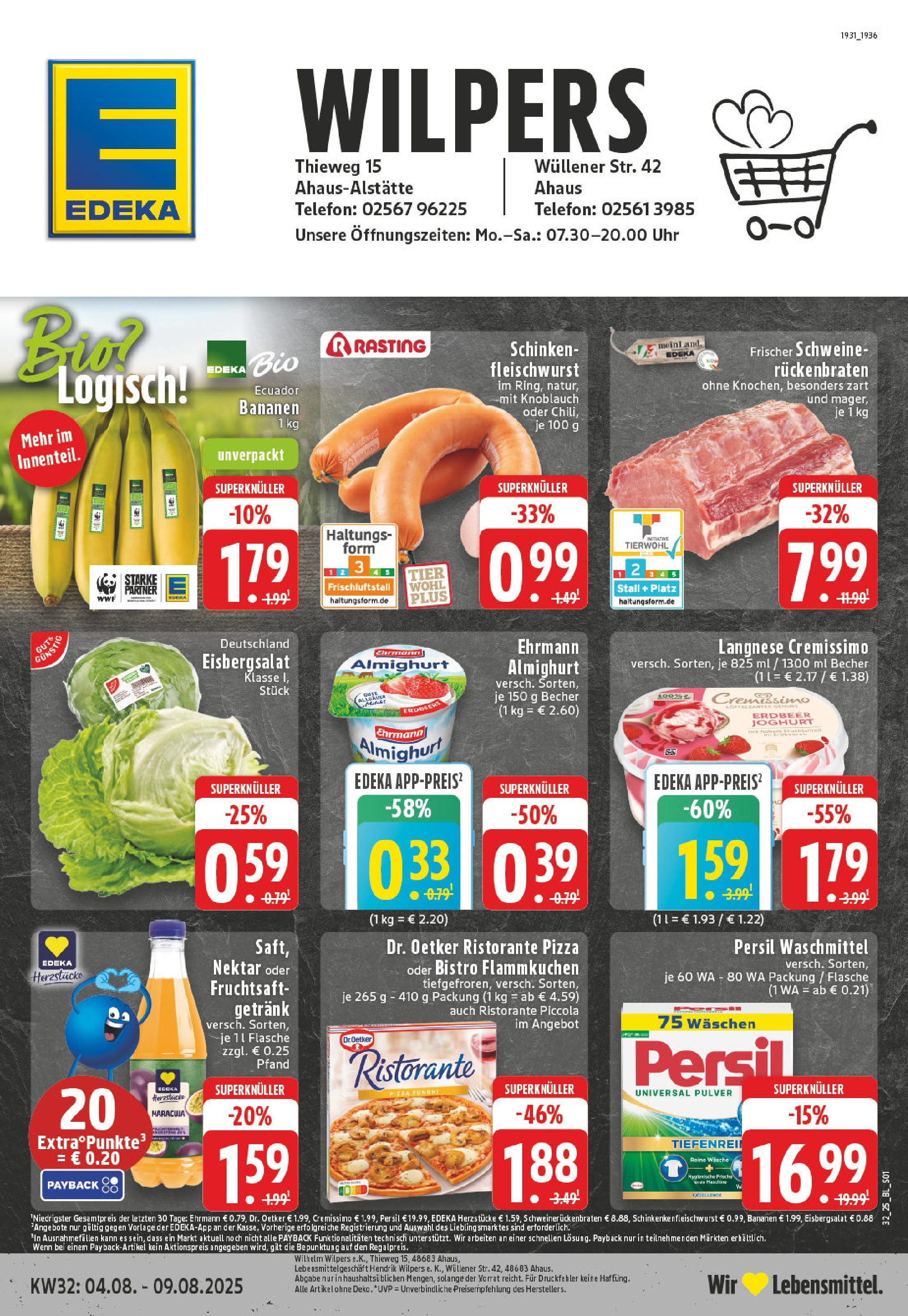 Edeka prospekt Ahaus	 (ab 03.08.2025) » Angebote Online | Seite: 1 | Produkte: Langnese, Langnese cremissimo, Waschmittel, Persil