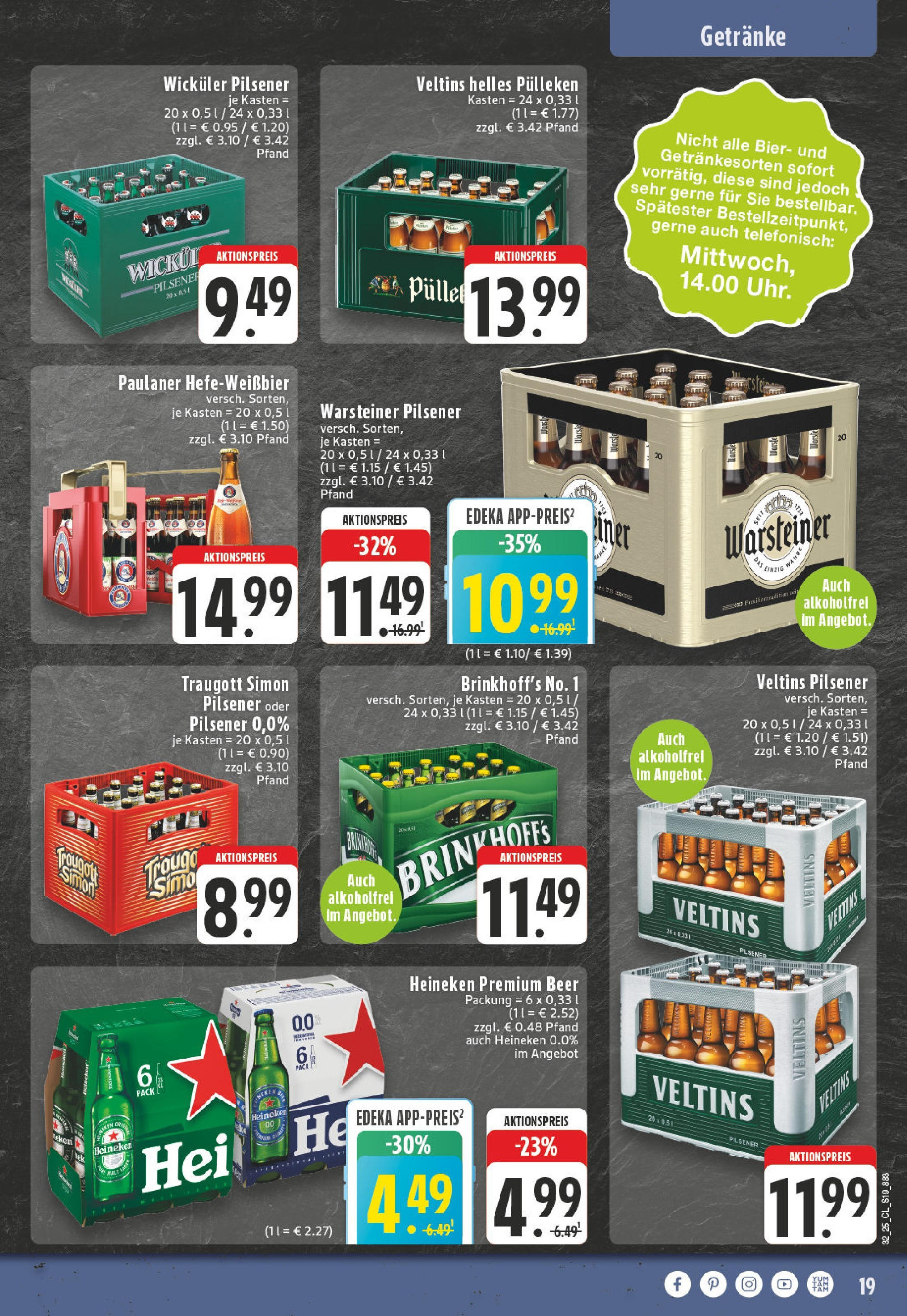 Edeka prospekt Erkelenz (ab 03.08.2025) » Angebote Online | Seite: 19 | Produkte: Helles pulleken, Bier, Paulaner, Veltins Edeka prospekt Erkelenz (ab 03.08.2025) » Angebote Online | Seite: 19 | Produkte: Helles pulleken, Bier, Paulaner, Veltins