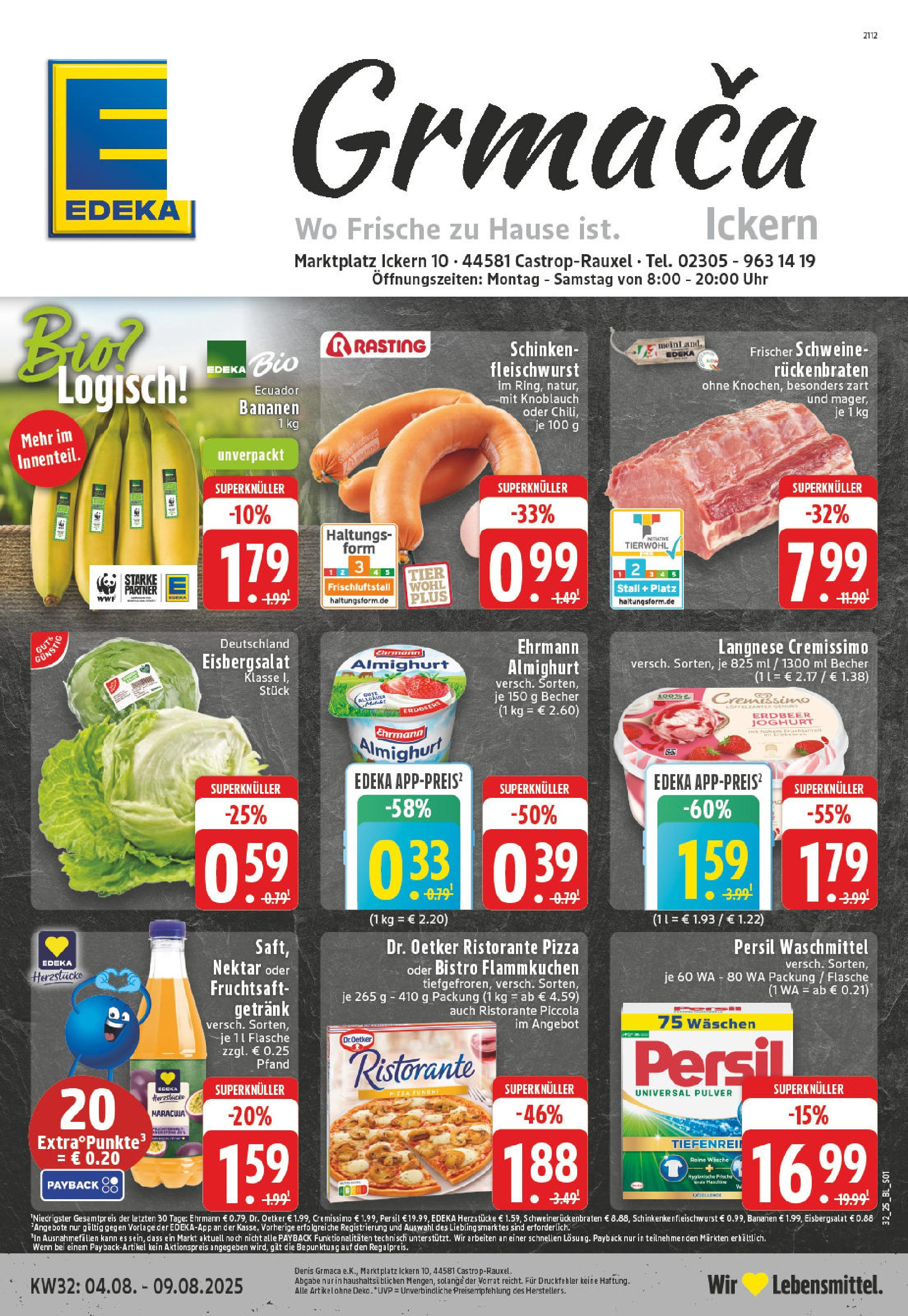 Edeka prospekt Castrop-Rauxel (ab 03.08.2025) » Angebote Online | Seite: 1 | Produkte: Ehrmann almighurt, Knoblauch, Schinken, Fruchtsaft Edeka prospekt Castrop-Rauxel (ab 03.08.2025) » Angebote Online | Seite: 1 | Produkte: Ehrmann almighurt, Knoblauch, Schinken, Fruchtsaft