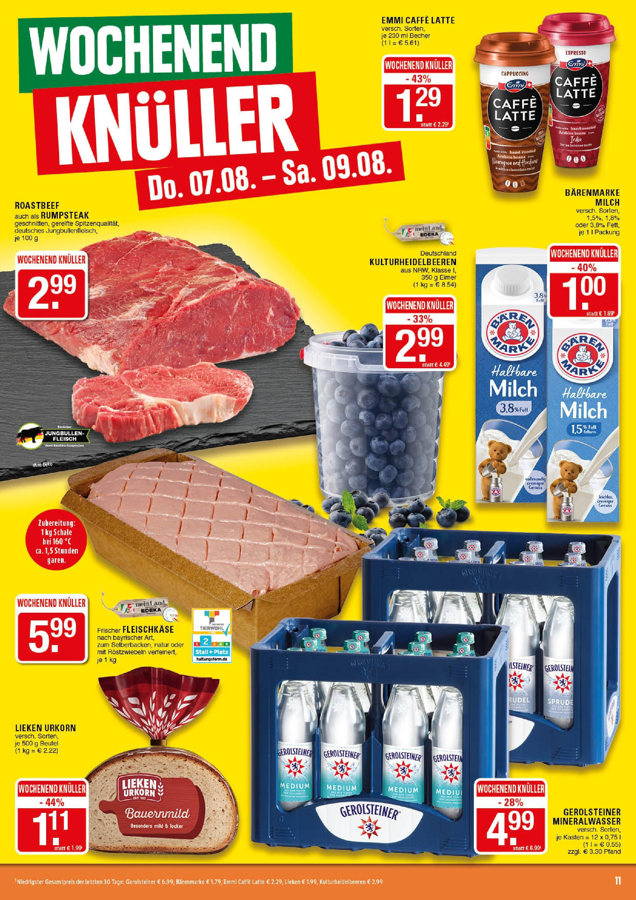 Edeka prospekt Marl (ab 03.08.2025) » Angebote Online | Seite: 11 | Produkte: Milch, Haltbare milch, Mineralwasser, Fleisch Edeka prospekt Marl (ab 03.08.2025) » Angebote Online | Seite: 11 | Produkte: Milch, Haltbare milch, Mineralwasser, Fleisch