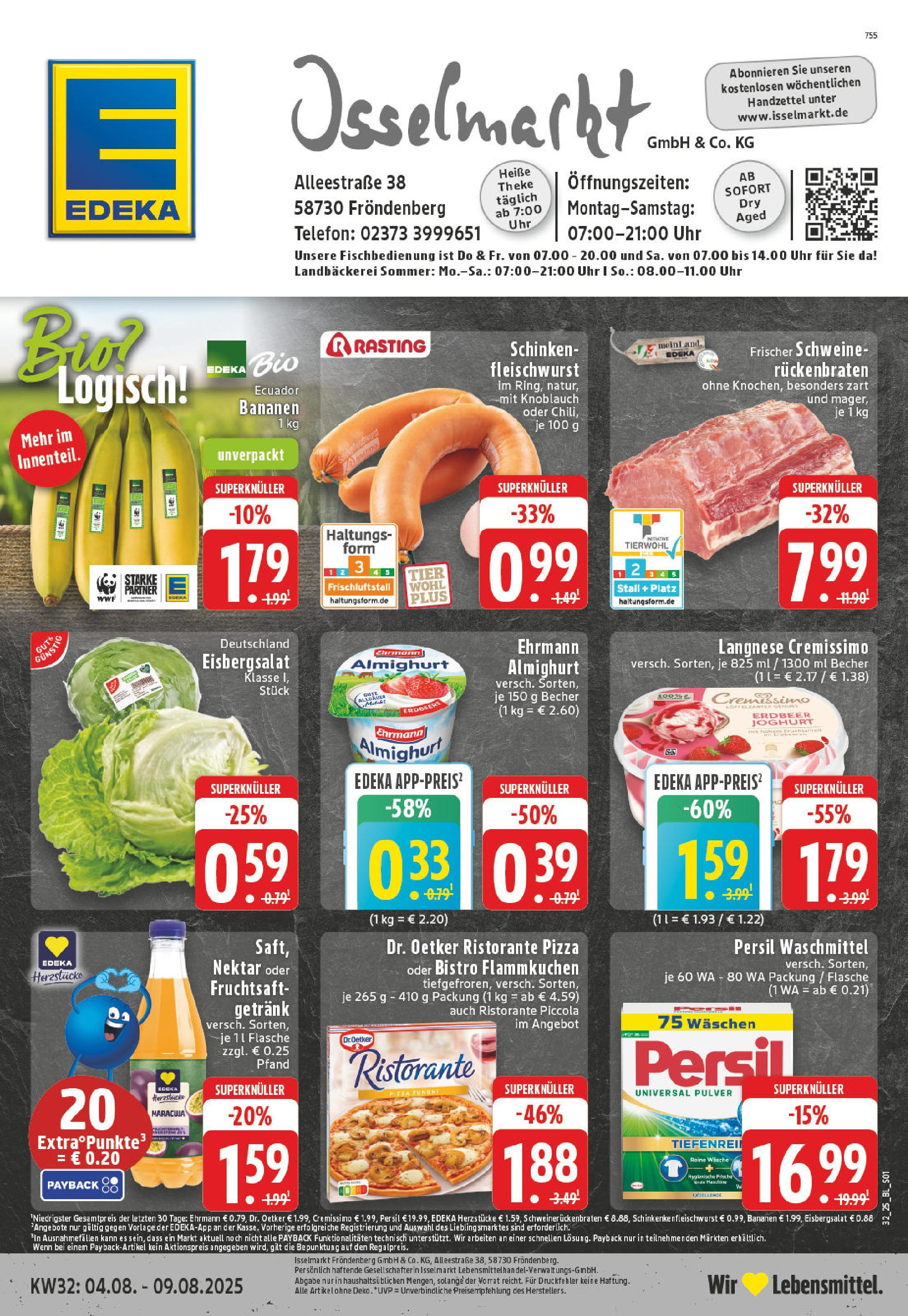 Edeka prospekt Fröndenberg (ab 03.08.2025) » Angebote Online | Seite: 1 | Produkte: Langnese, Langnese cremissimo, Cremissimo, Bananen Edeka prospekt Fröndenberg (ab 03.08.2025) » Angebote Online | Seite: 1 | Produkte: Langnese, Langnese cremissimo, Cremissimo, Bananen