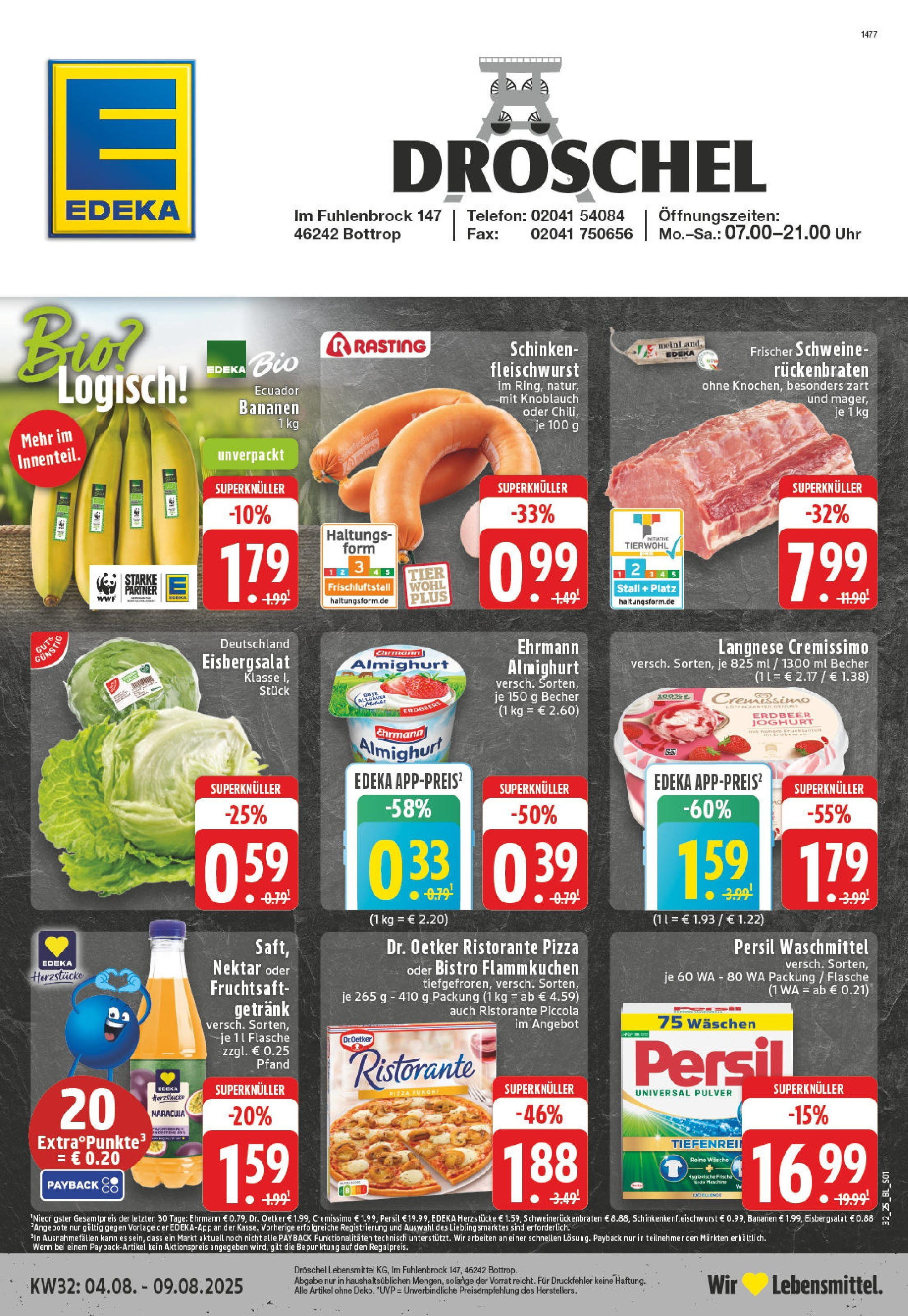 Edeka prospekt Bottrop (ab 03.08.2025) » Angebote Online | Seite: 1 | Produkte: Langnese cremissimo, Bananen, Knoblauch, Telefon Edeka prospekt Bottrop (ab 03.08.2025) » Angebote Online | Seite: 1 | Produkte: Langnese cremissimo, Bananen, Knoblauch, Telefon