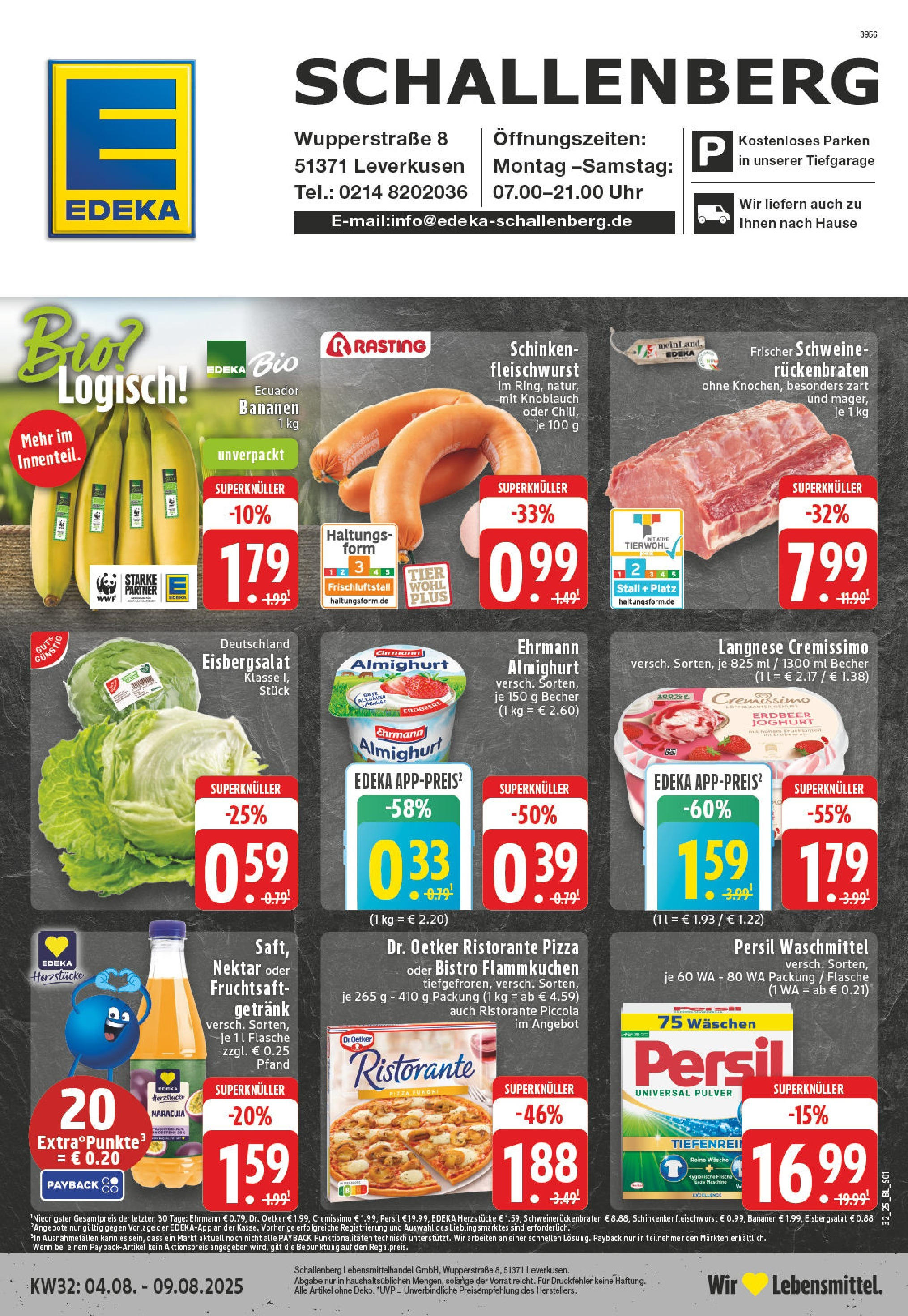 Edeka prospekt Leverkusen-Rheindorf (ab 03.08.2025) » Angebote Online | Seite: 1 | Produkte: Ristorante, Bananen, Waschmittel, Fruchtsaft Edeka prospekt Leverkusen-Rheindorf (ab 03.08.2025) » Angebote Online | Seite: 1 | Produkte: Ristorante, Bananen, Waschmittel, Fruchtsaft