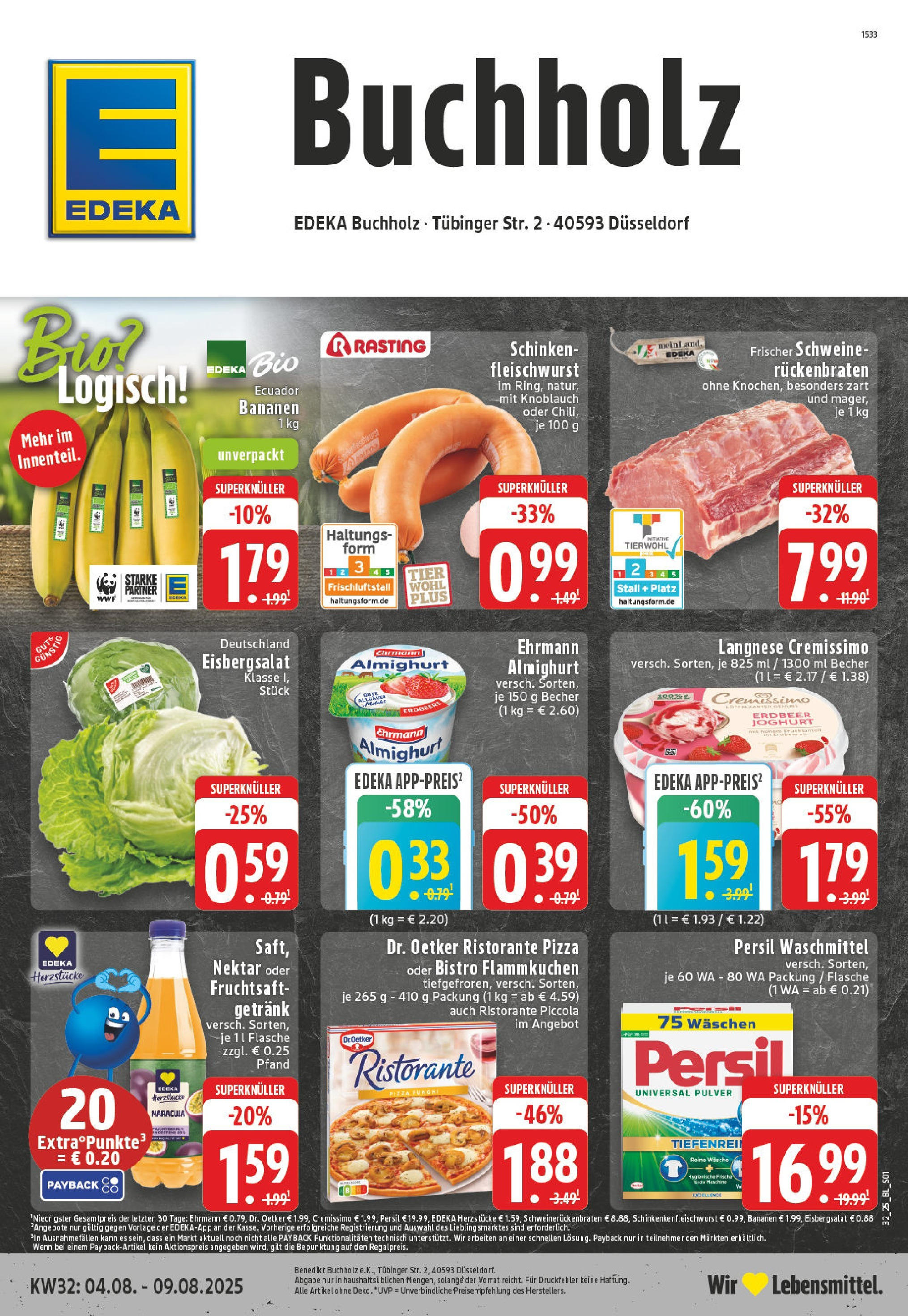Edeka prospekt Düsseldorf (ab 03.08.2025) » Angebote Online | Seite: 1 | Produkte: Langnese cremissimo, Bananen, Pizza, Fruchtsaft Edeka prospekt Düsseldorf (ab 03.08.2025) » Angebote Online | Seite: 1 | Produkte: Langnese cremissimo, Bananen, Pizza, Fruchtsaft