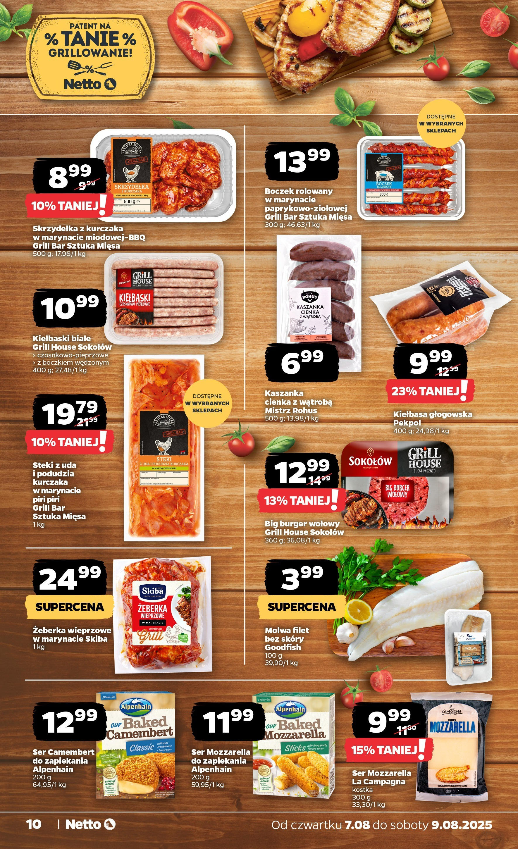 Netto gazetka - Spożywcza od 07.08.2025 | Promocje | Strona: 10 | Produkty: Ser camembert, Camembert, Boczek, Mozzarella Netto gazetka - Spożywcza od 07.08.2025 - Aktualne promocje | Strona: 10 | Produkty: Ser camembert, Camembert, Boczek, Mozzarella