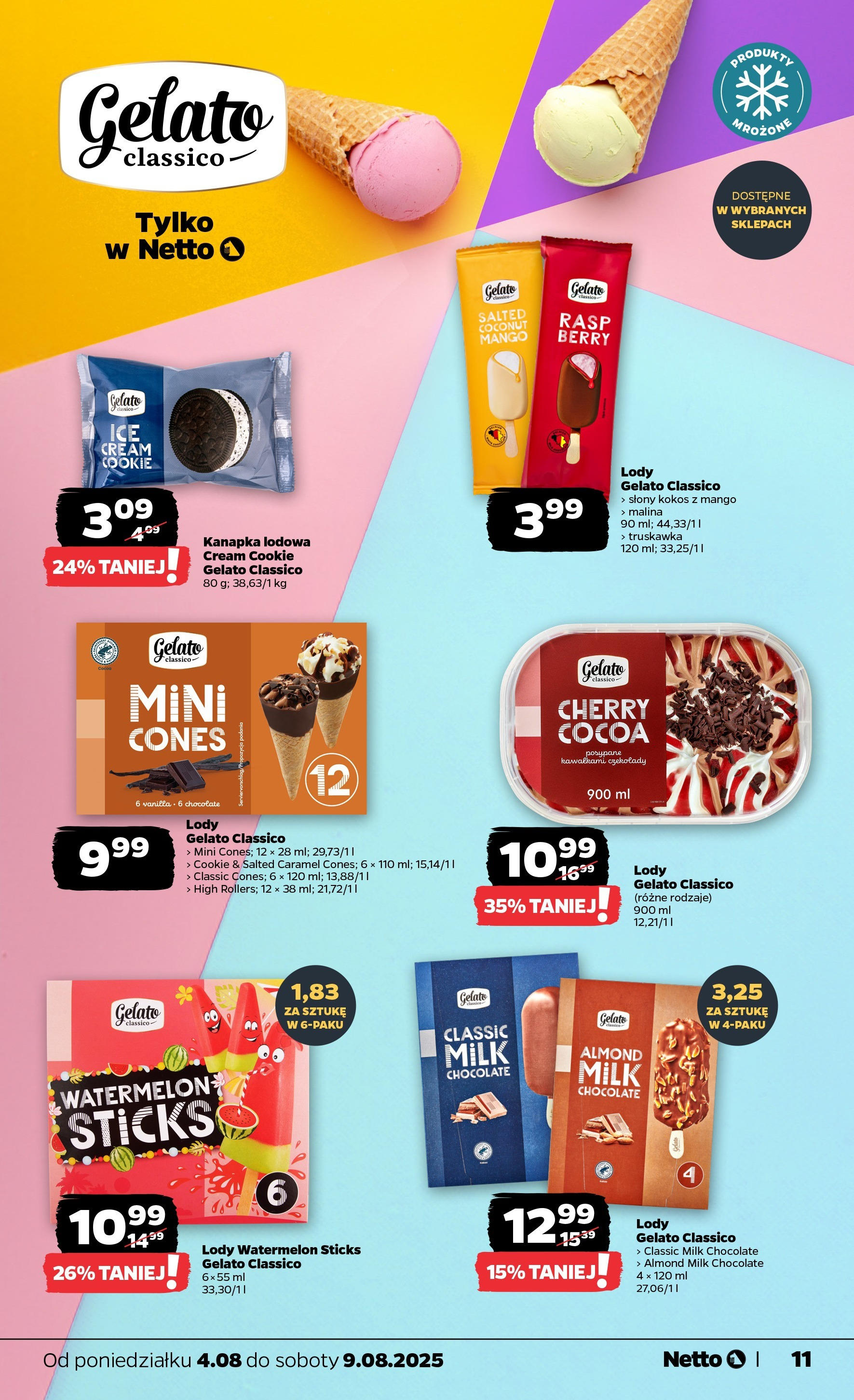 Netto gazetka od 04.08.2025 | Promocje | Strona: 11 | Produkty: Mango, Czekolady, Malina, Lody Netto gazetka od 04.08.2025 - Aktualne promocje | Strona: 11 | Produkty: Mango, Czekolady, Malina, Lody