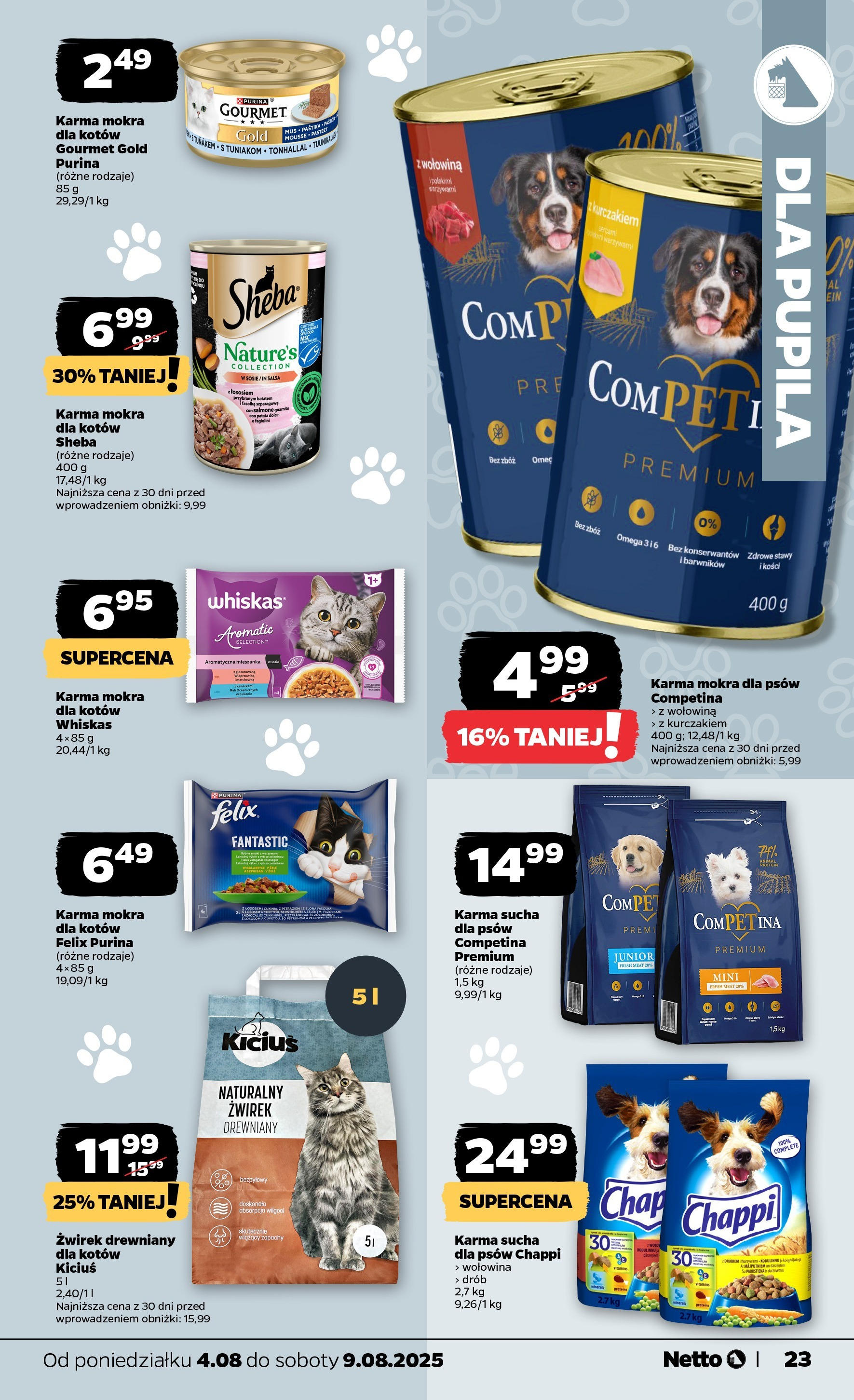 Netto gazetka od 04.08.2025 | Promocje | Strona: 23 | Produkty: Zapach, Wołowina, Żwirek drewniany Netto gazetka od 04.08.2025 - Aktualne promocje | Strona: 23 | Produkty: Zapach, Wołowina, Żwirek drewniany