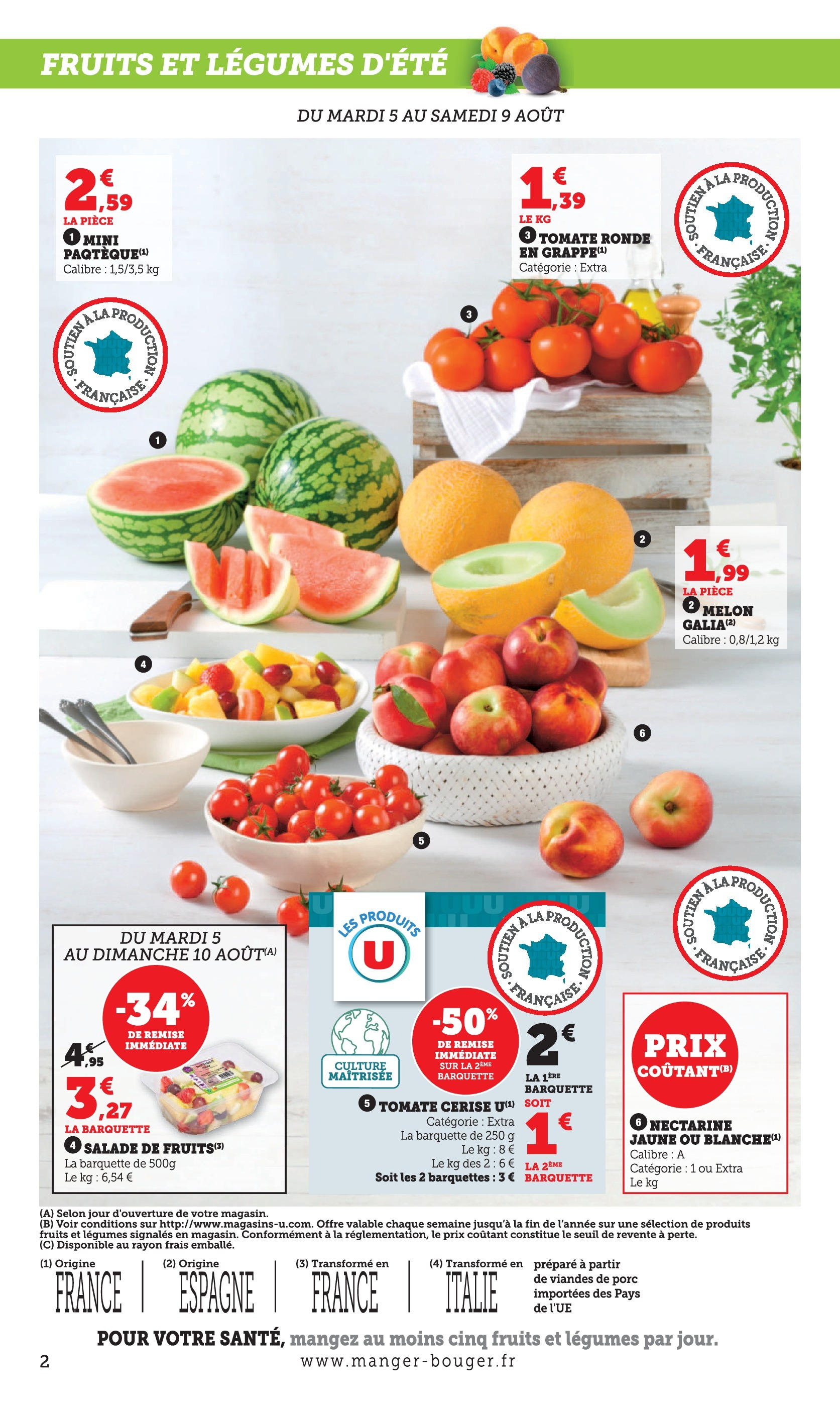 Hyper U - Le marché à prix bas! à partir du 04/08/2025 - promo en ligne | Page: 2 | Produits: Salade, Melon, Tomate cerise, Porc