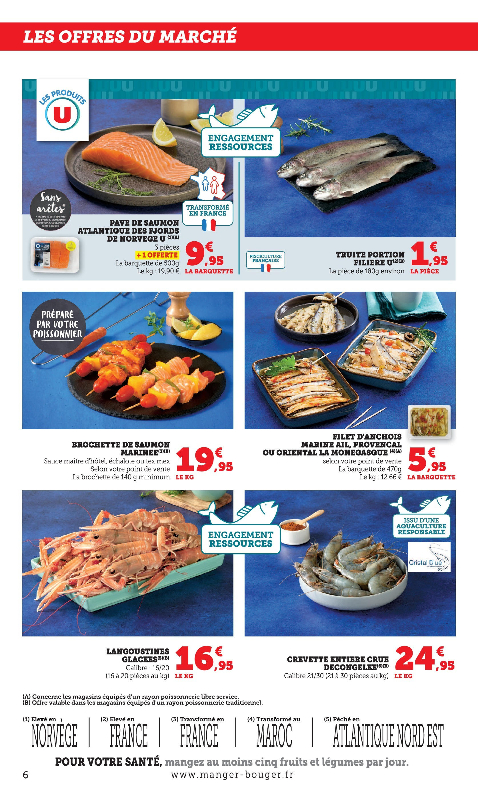 Hyper U - Le marché à prix bas! à partir du 04/08/2025 - promo en ligne | Page: 6 | Produits: Pavé de saumon, Pêche, Échalote, Saumon