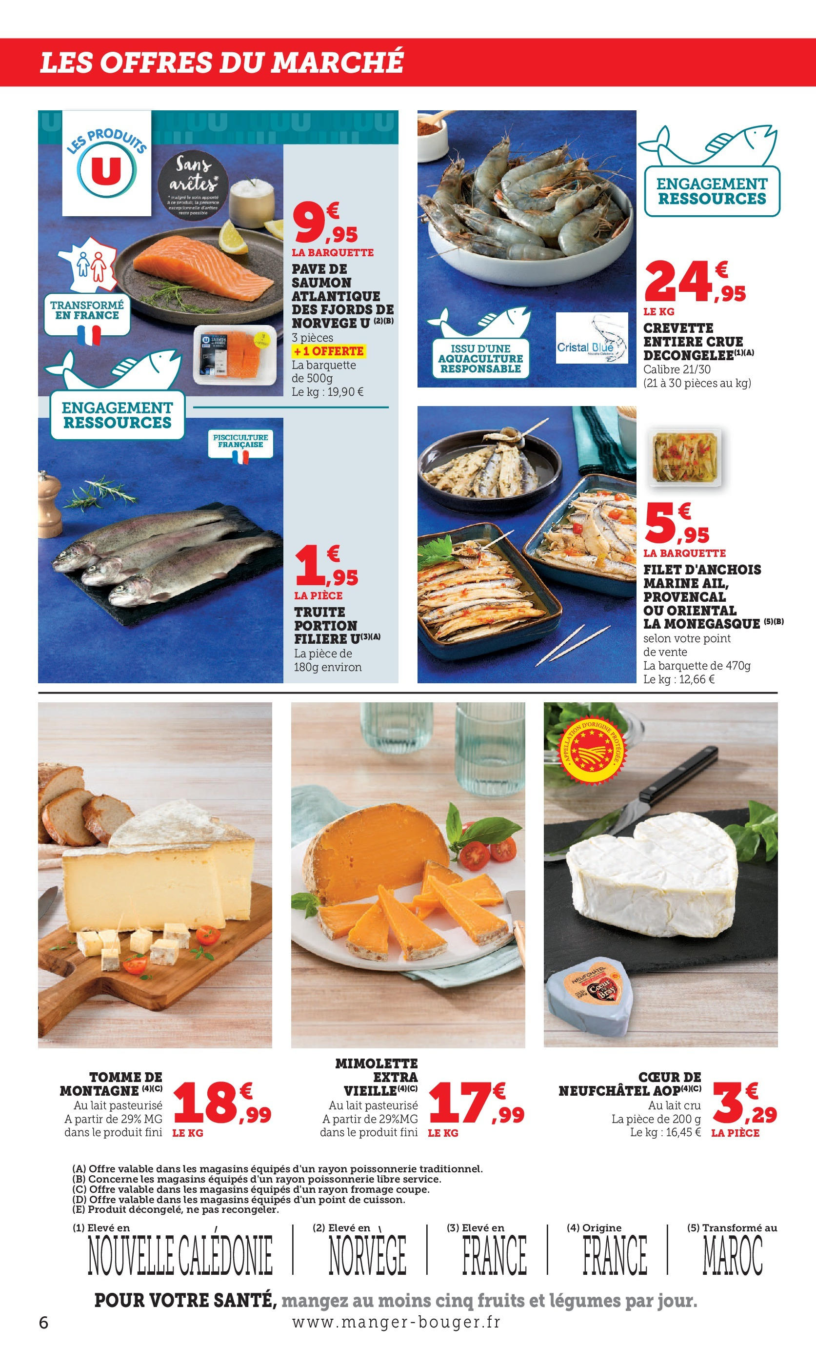 Super U - Le marché à prix bas! à partir du 04/08/2025 - promo en ligne | Page: 6 | Produits: Crevette, Lait, Fromage, Saumon