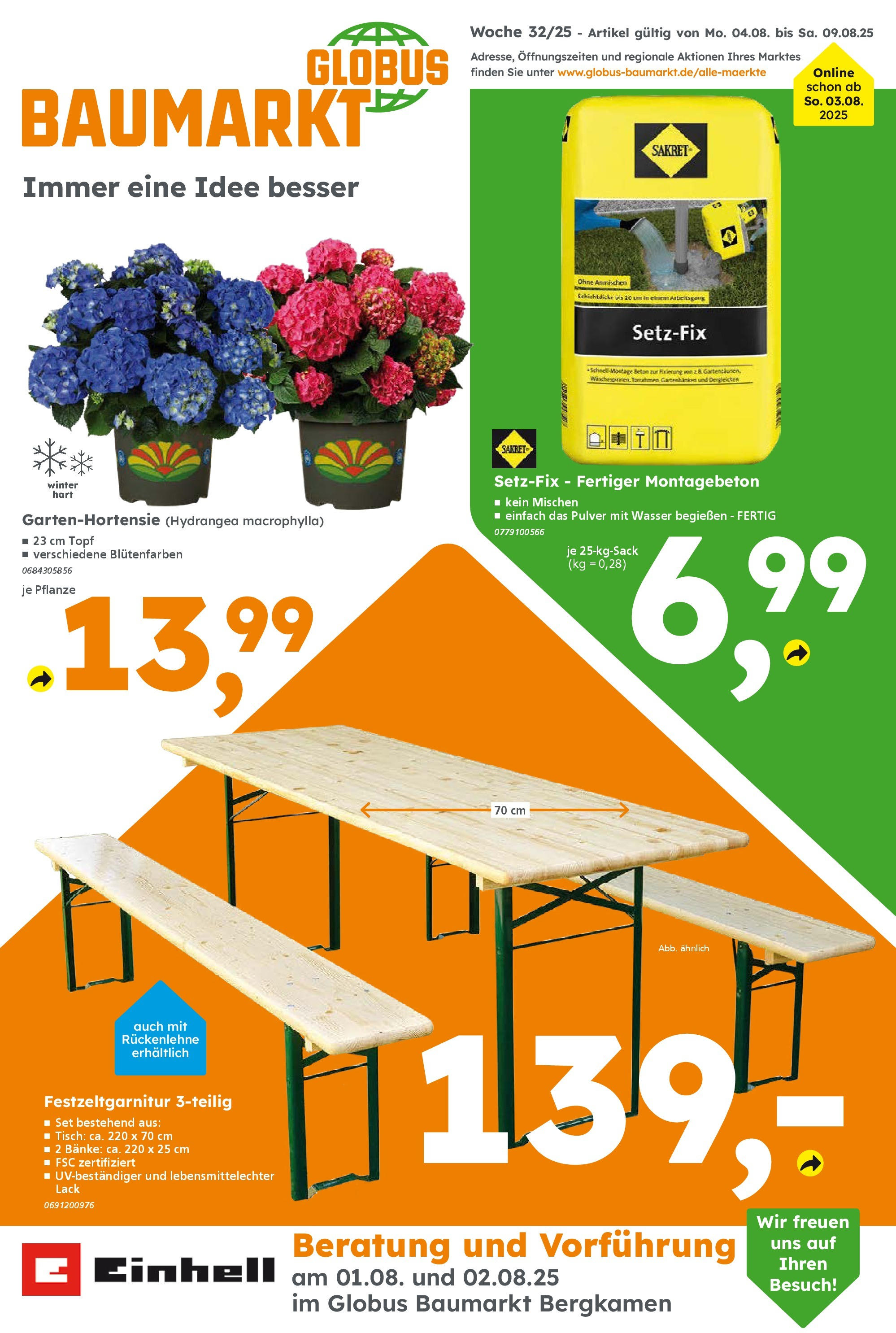 Globus Baumarkt prospekt Bergkamen (ab 03.08.2025) zum Blättern | Seite: 1 | Produkte: Tisch, Wasser Globus Baumarkt prospekt Bergkamen (ab 03.08.2025) zum Blättern | Seite: 1 | Produkte: Tisch, Wasser
