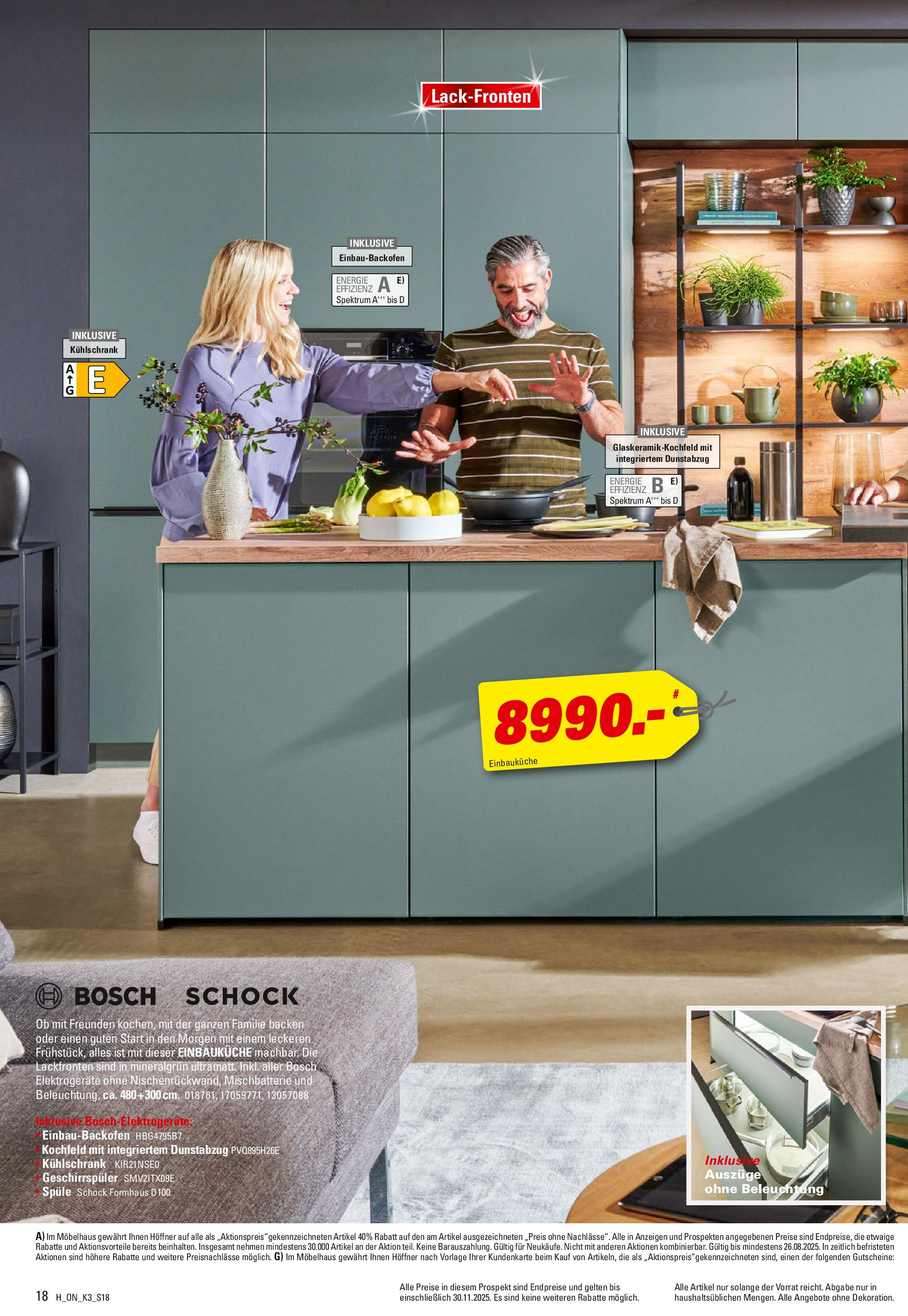 Höffner - Küchen Power (ab 01.08.2025) zum Blättern | Seite: 18 | Produkte: Bosch, Kühlschrank, Kochfeld, Dunstabzug Höffner - Küchen Power (ab 01.08.2025) zum Blättern | Seite: 18 | Produkte: Bosch, Kühlschrank, Kochfeld, Dunstabzug