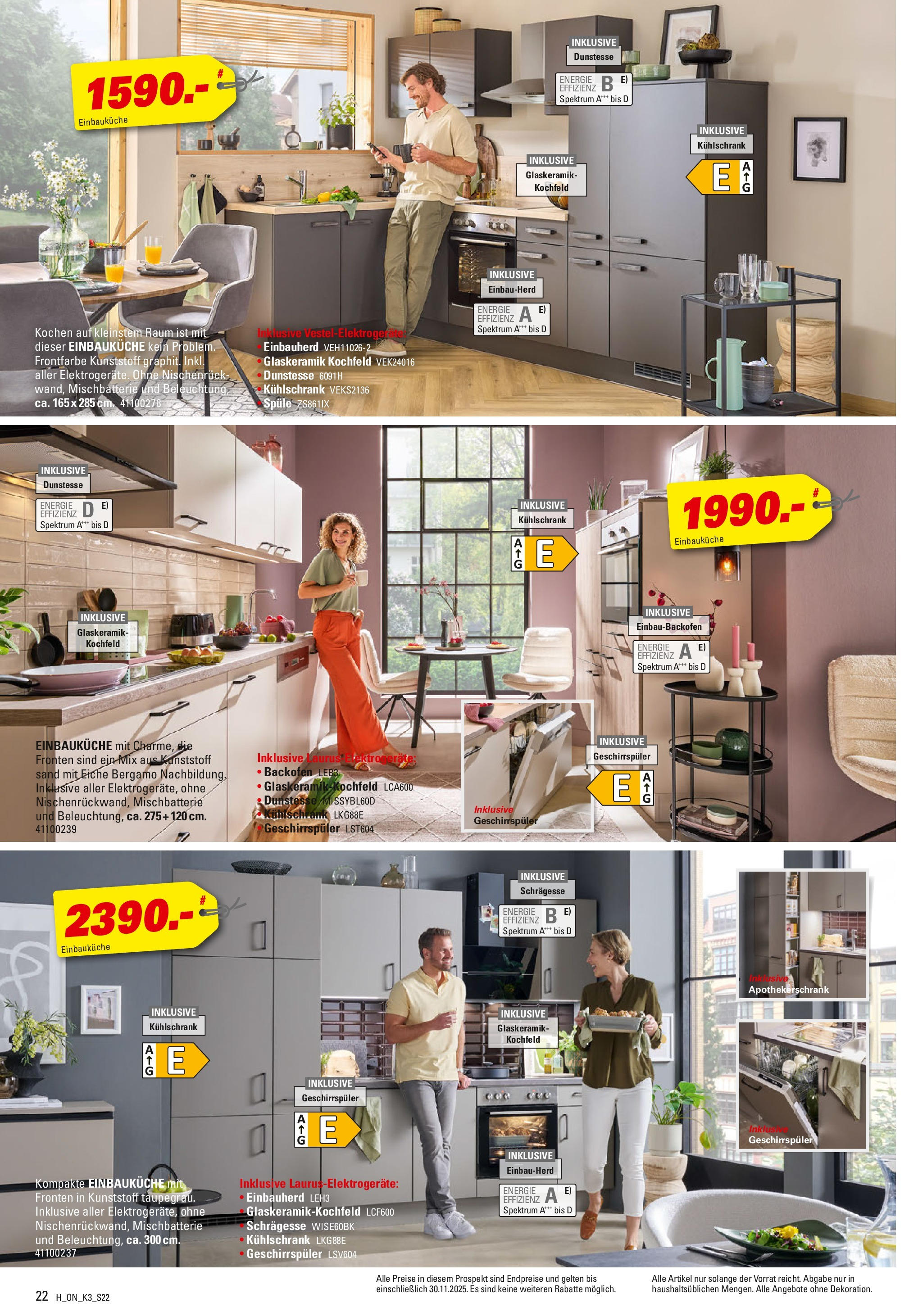 Höffner - Küchen Power (ab 01.08.2025) zum Blättern | Seite: 22 | Produkte: Einbauküche, Kühlschrank, Kochfeld, Backofen Höffner - Küchen Power (ab 01.08.2025) zum Blättern | Seite: 22 | Produkte: Einbauküche, Kühlschrank, Kochfeld, Backofen