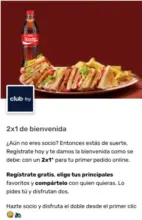 2x1 de bienvenida