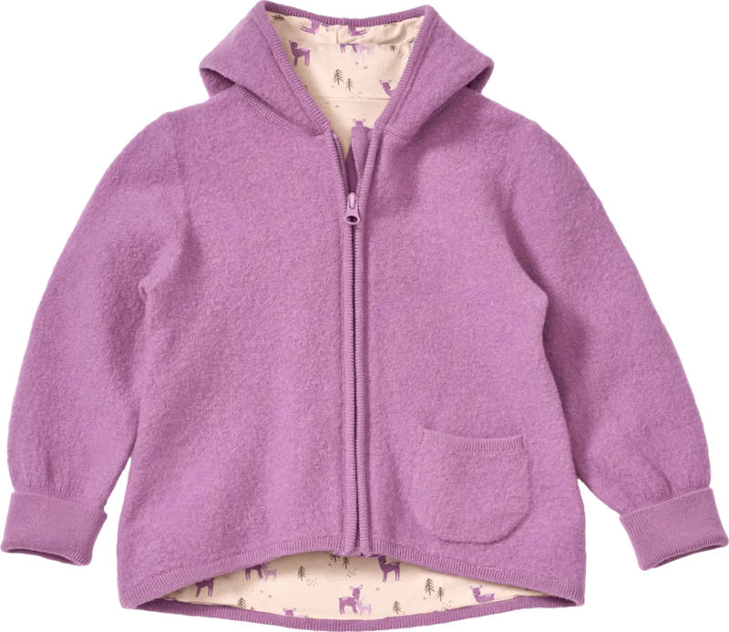 ALANA Jacke aus Wolle mit Mitwachsfunktion & Reh-Muster, lila, Gr. 74/80